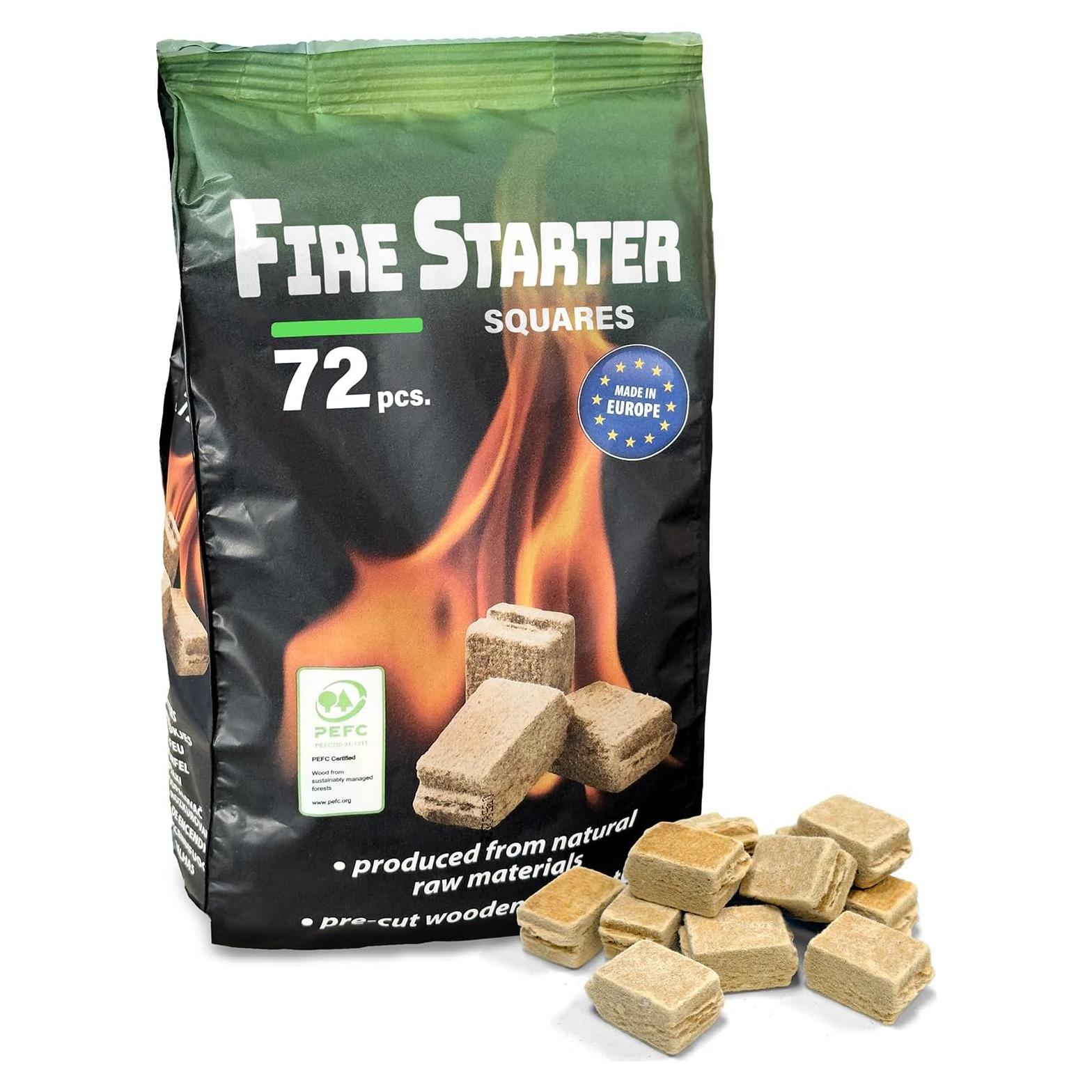 Iniciadores de Fuego Naturales Shop Square - 72 Cubos para BBQ y Camping