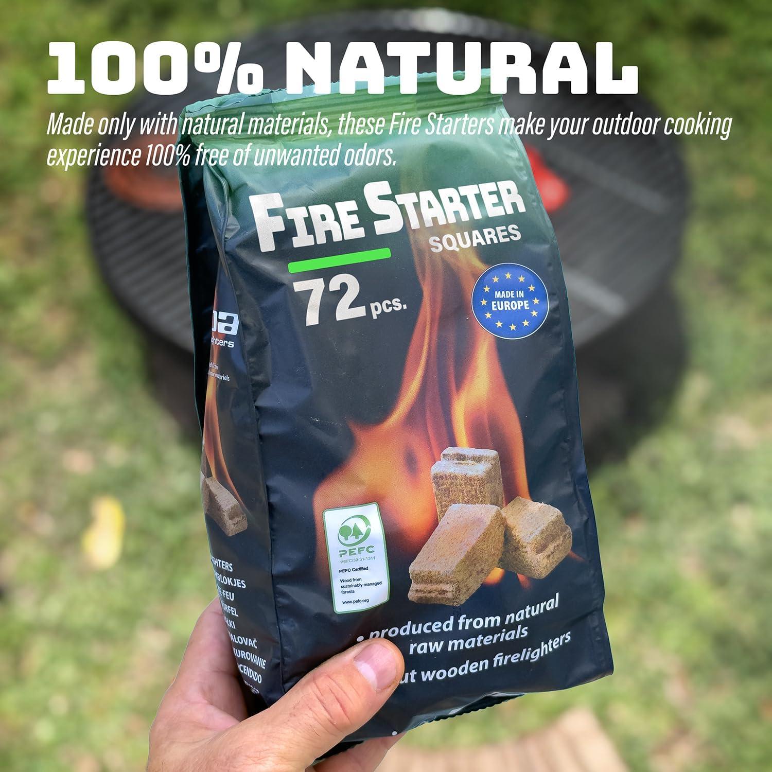 Iniciadores de Fuego Naturales Shop Square - 72 Cubos para BBQ y Camping