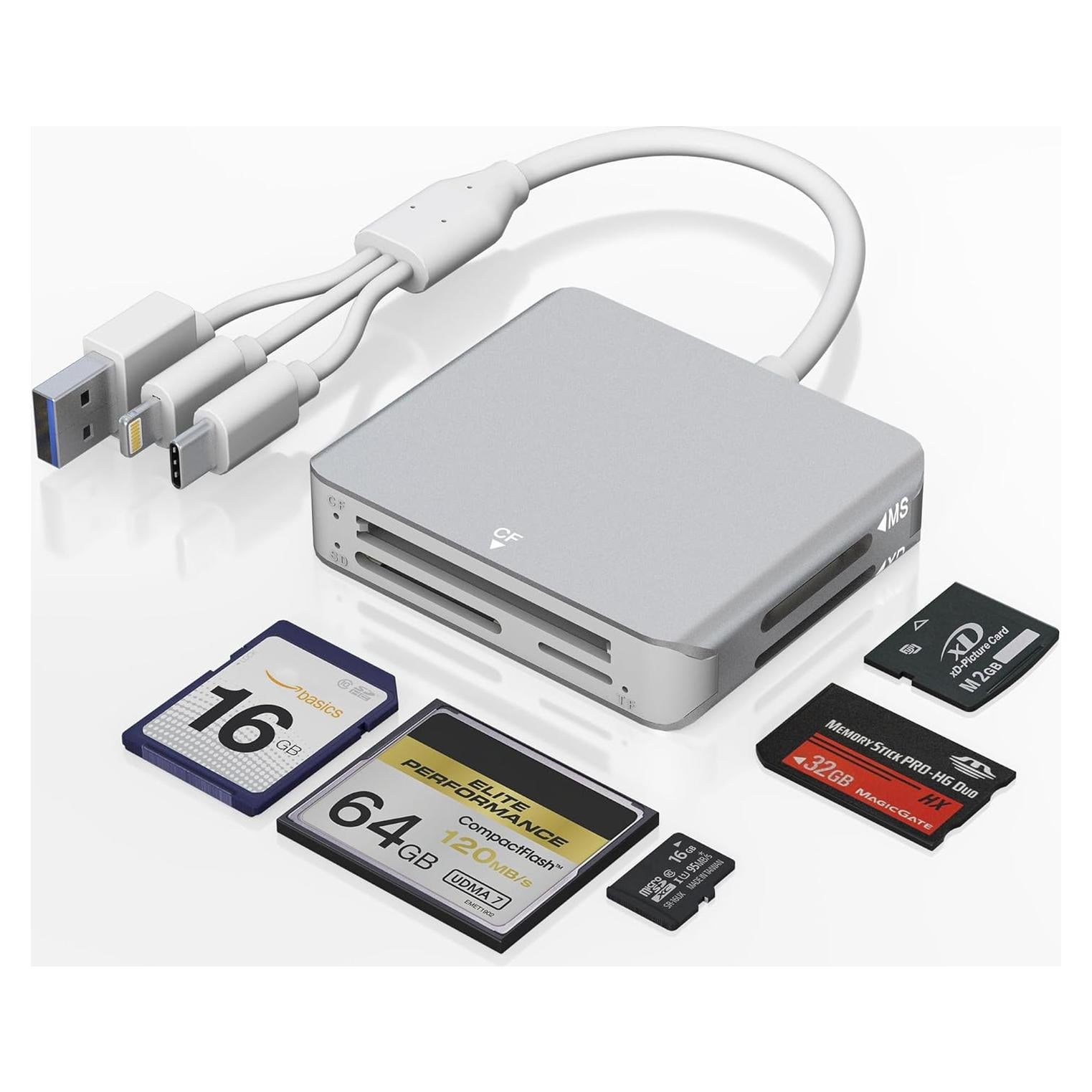 Lector de Tarjetas 5 en 1 Bawanfa Plus Aluminio USB-C/Lightning