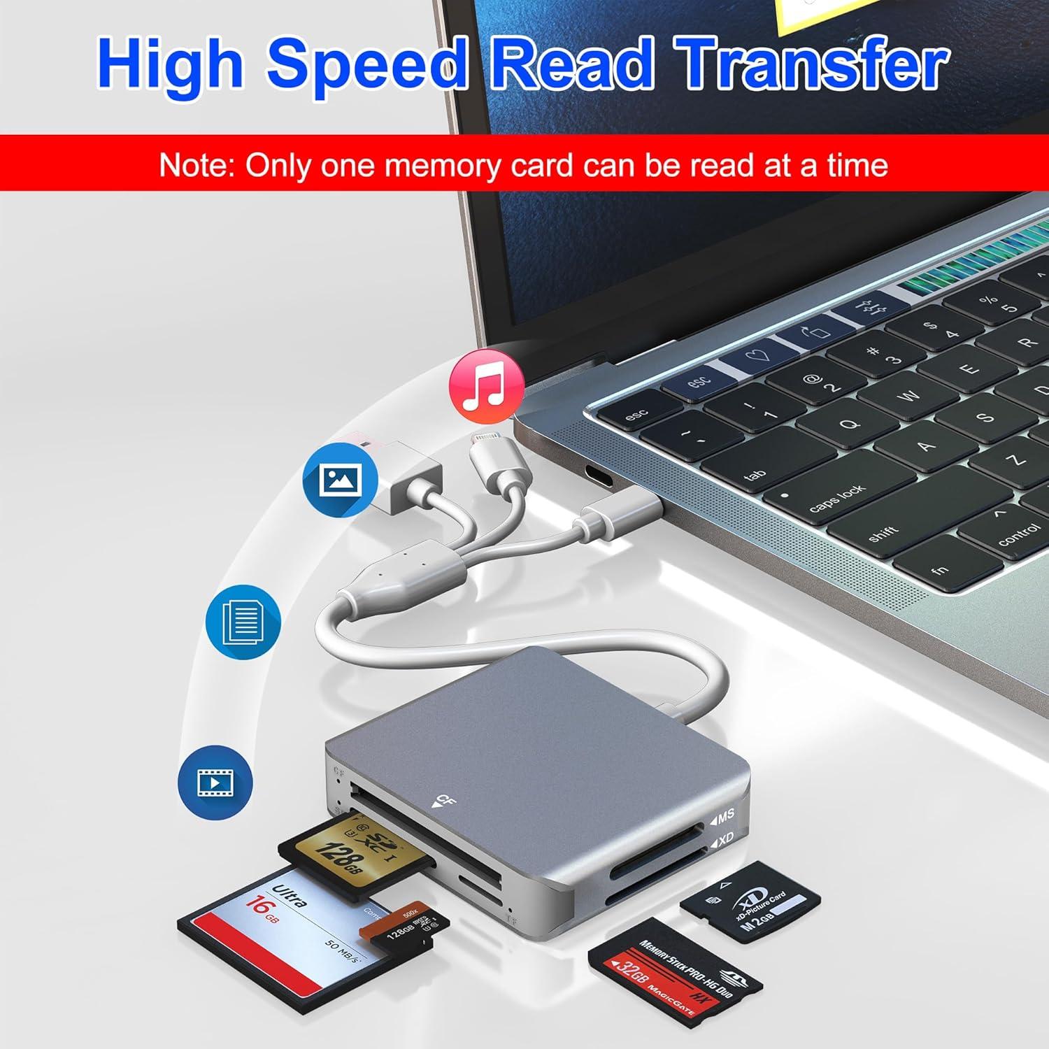 Lector de Tarjetas 5 en 1 Bawanfa Plus Aluminio USB-C/Lightning