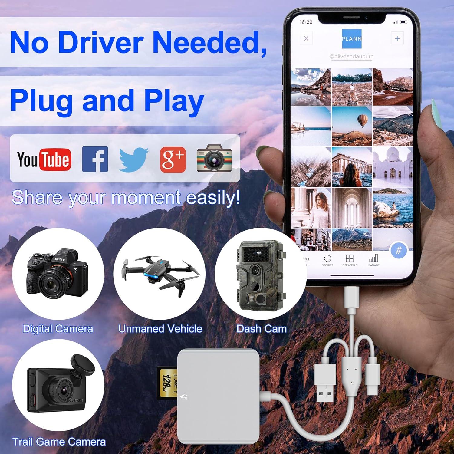 Lector de Tarjetas 5 en 1 Bawanfa Plus Aluminio USB-C/Lightning