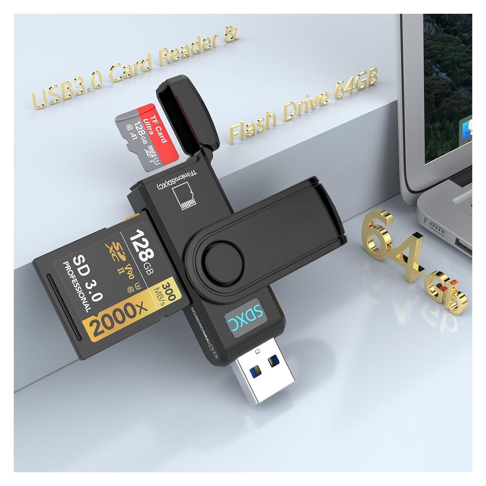 Lector de Tarjeta Micro SD y USB 3.0 MTAKYA 64GB 2-en-1