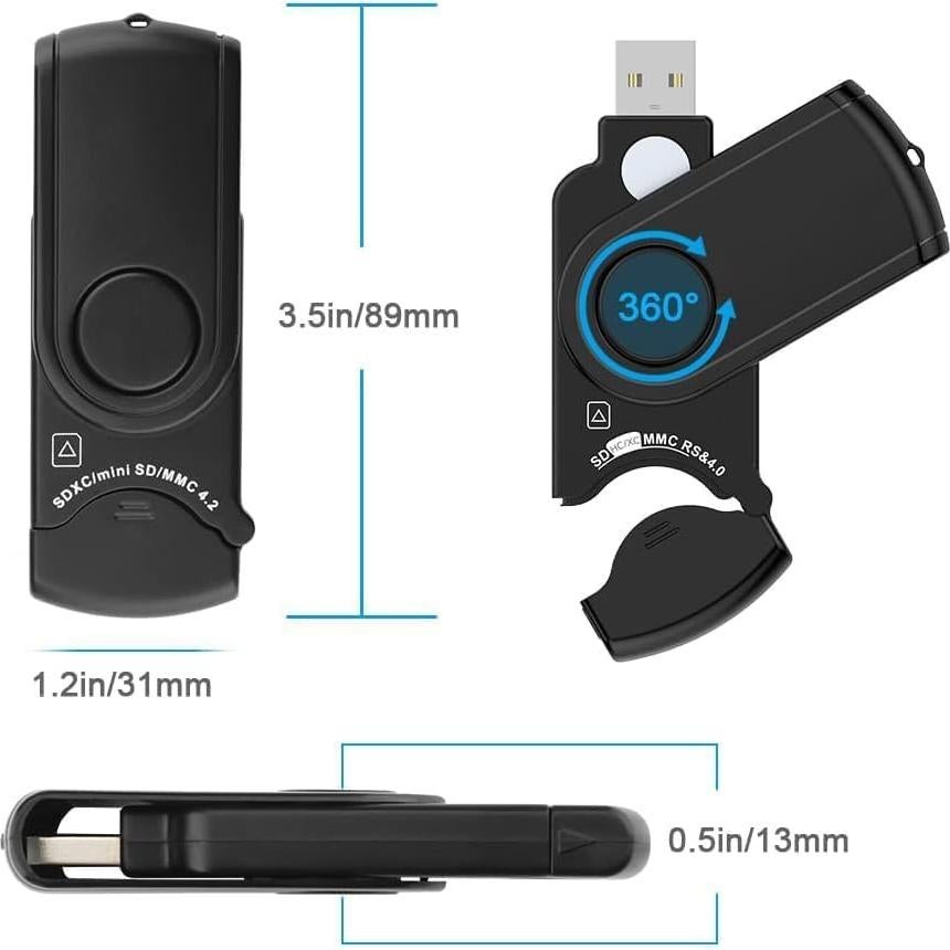 Lector de Tarjeta Micro SD y USB 3.0 MTAKYA 64GB 2-en-1