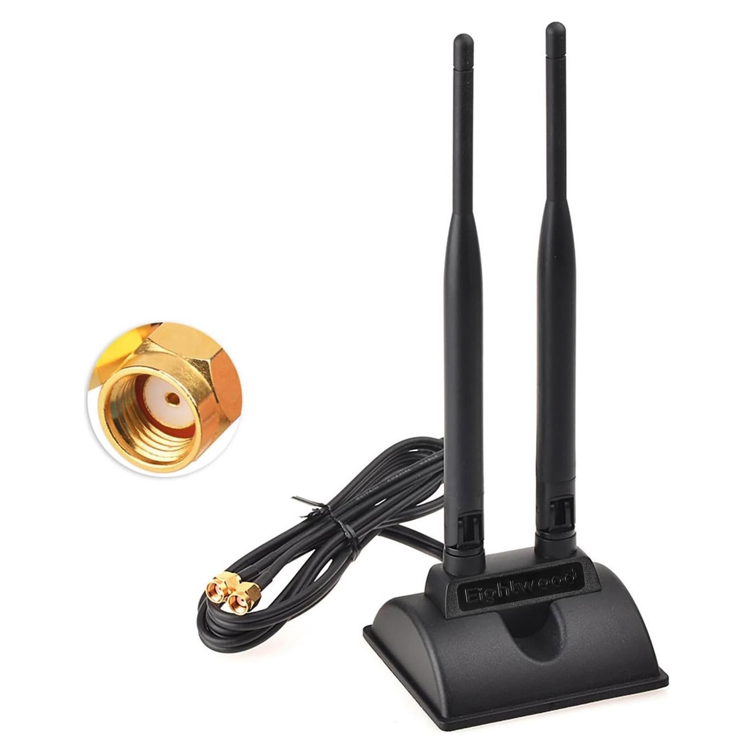 Antena WiFi Eightwood RP-SMA Doble Banda 2.4GHz 5GHz 6dBi