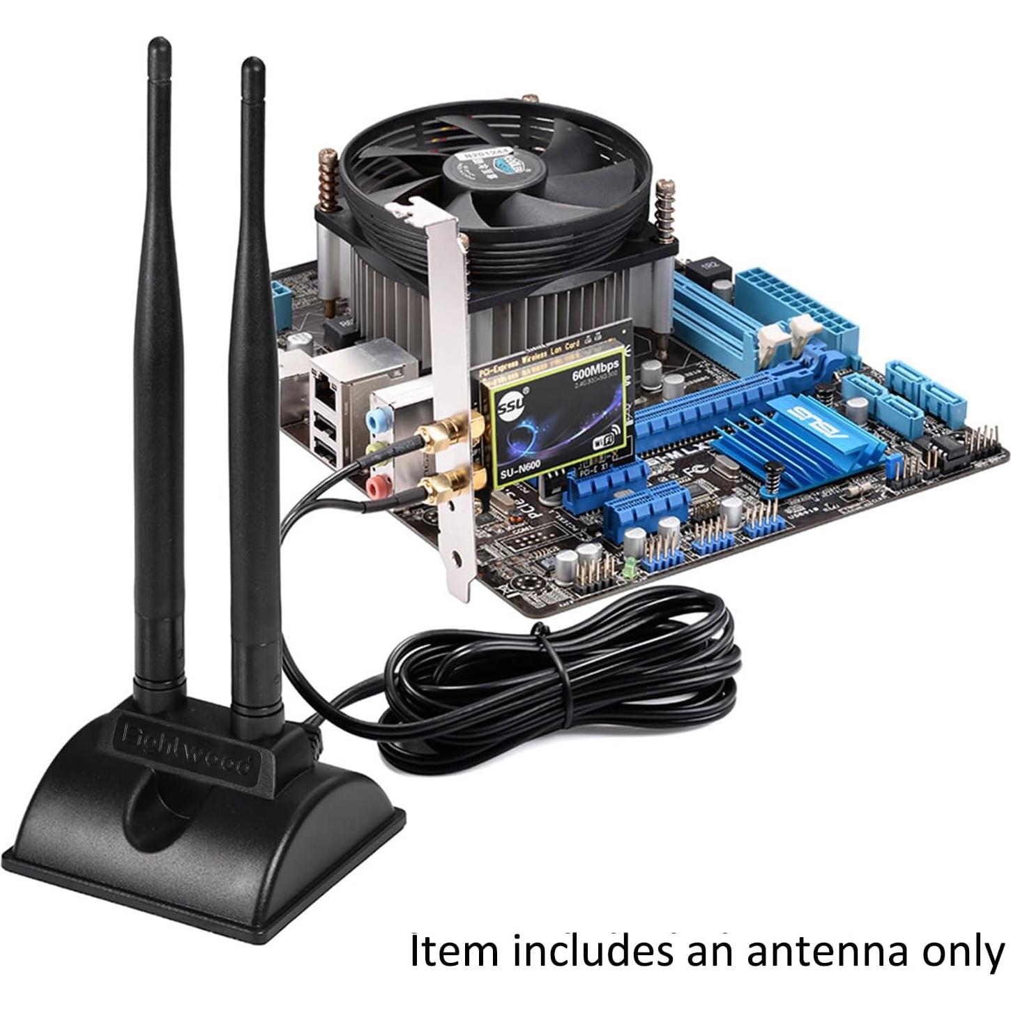 Antena WiFi Eightwood RP-SMA Doble Banda 2.4GHz 5GHz 6dBi