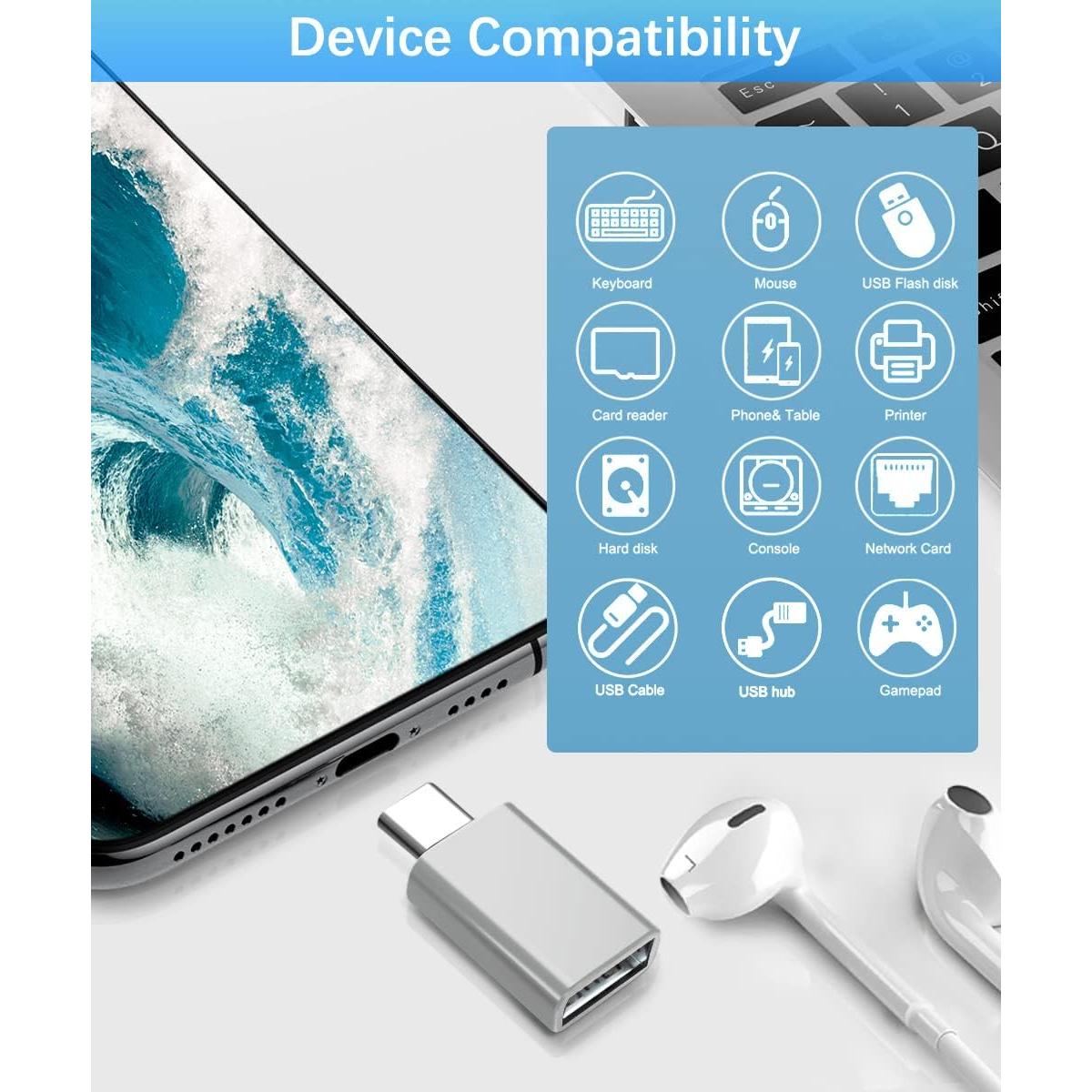 Adaptador USB a USB-C Basesailor 4P 3.0 Plata