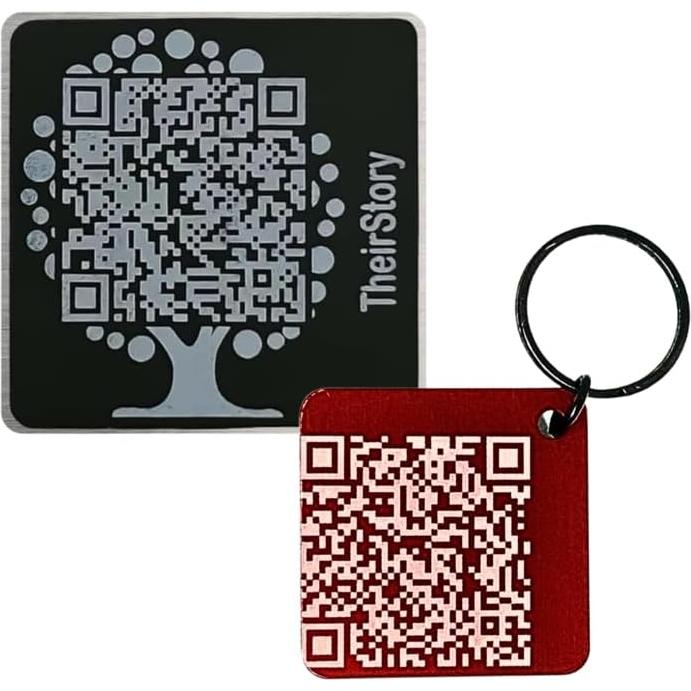 Lápida QR TheirStory 5.08x5.08cm Aluminio Resistente