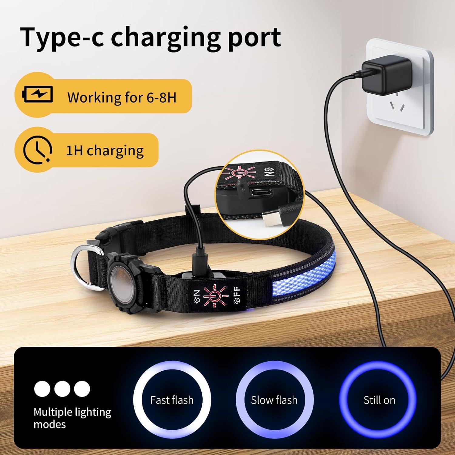 Collar para Perros Pepisk M Azul con Luz LED y Código QR