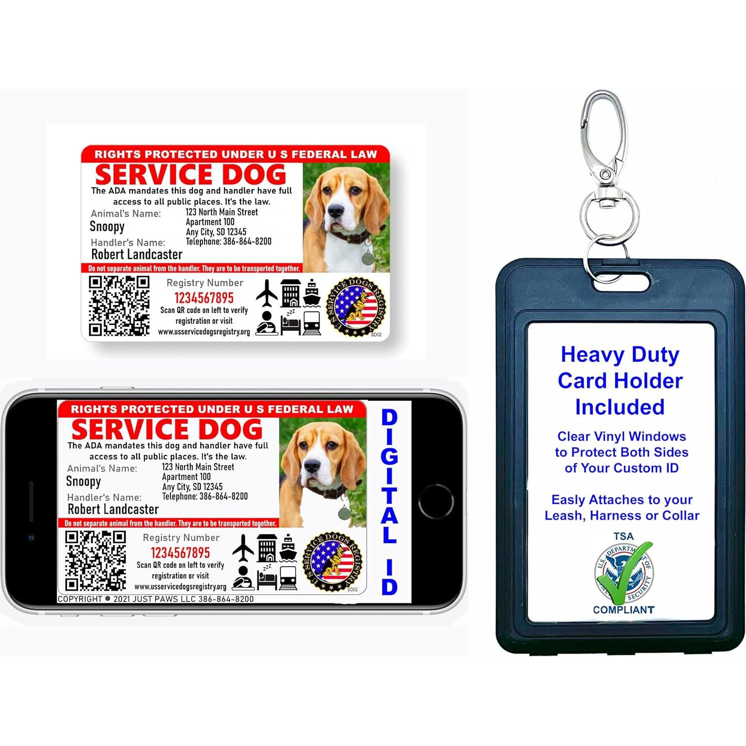 Tarjeta de Identificación Personalizada Just 4 Paws para Perros de Servicio