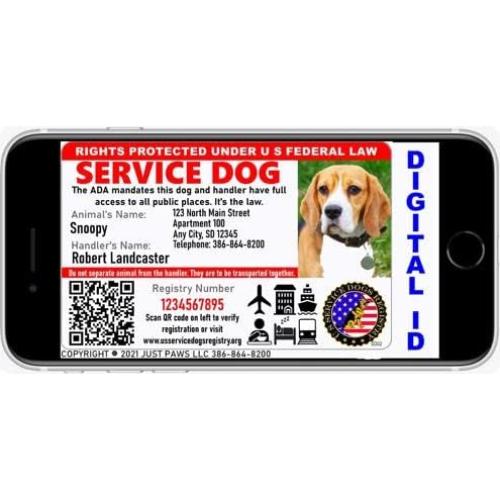 Tarjeta de Identificación Personalizada Just 4 Paws para Perros de Servicio