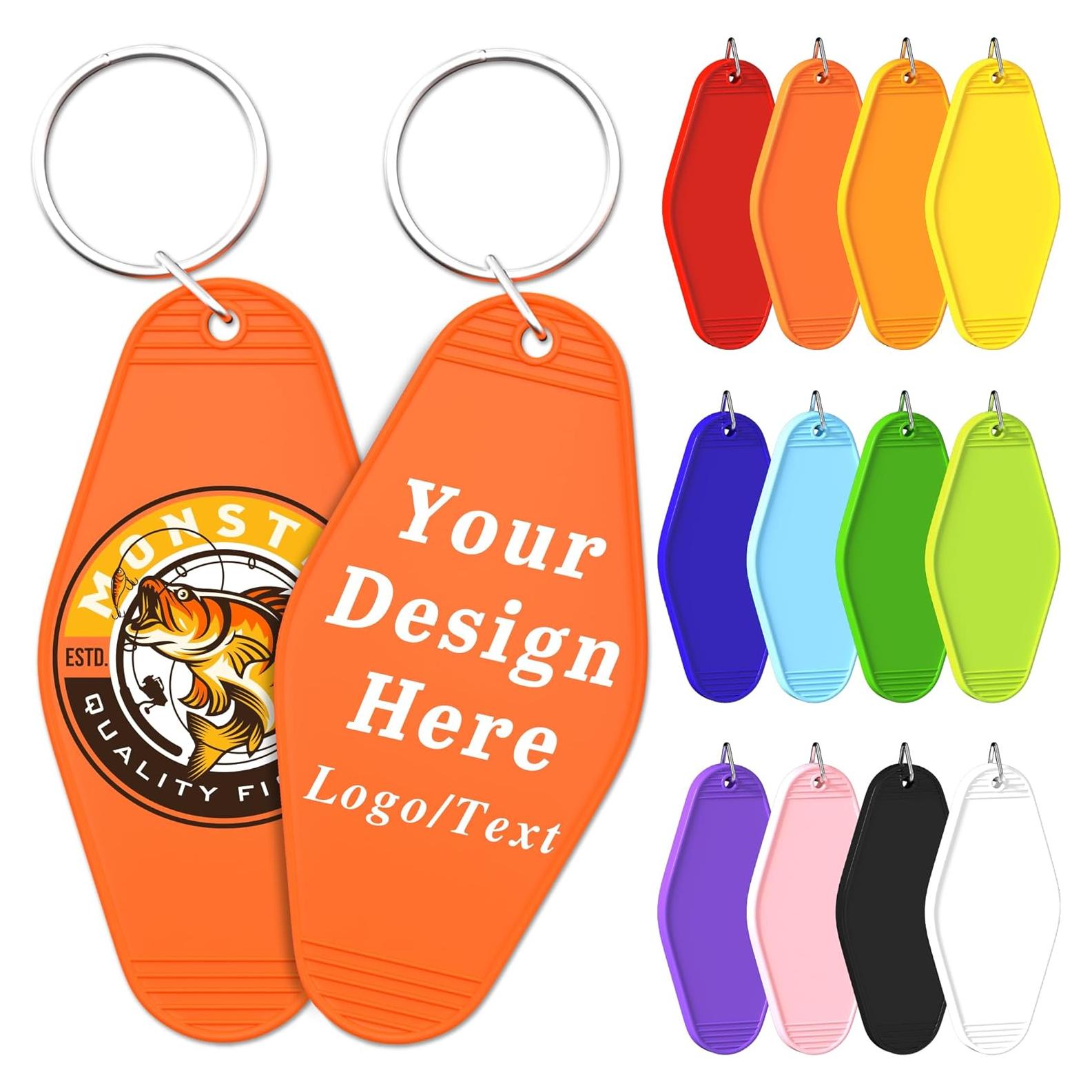 30 Llaveros de Plástico Personalizados Naranja para Hotel