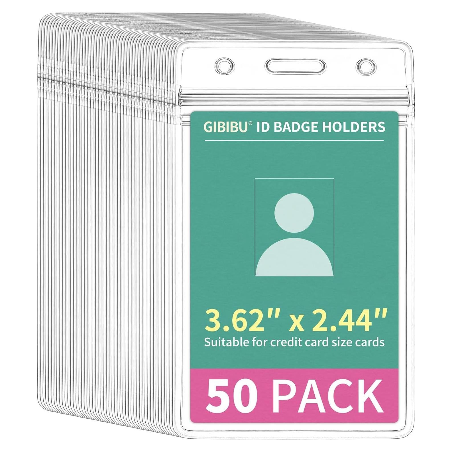 50 Fundas de Identificación Vertical GIBIBU con Cierre Impermeable