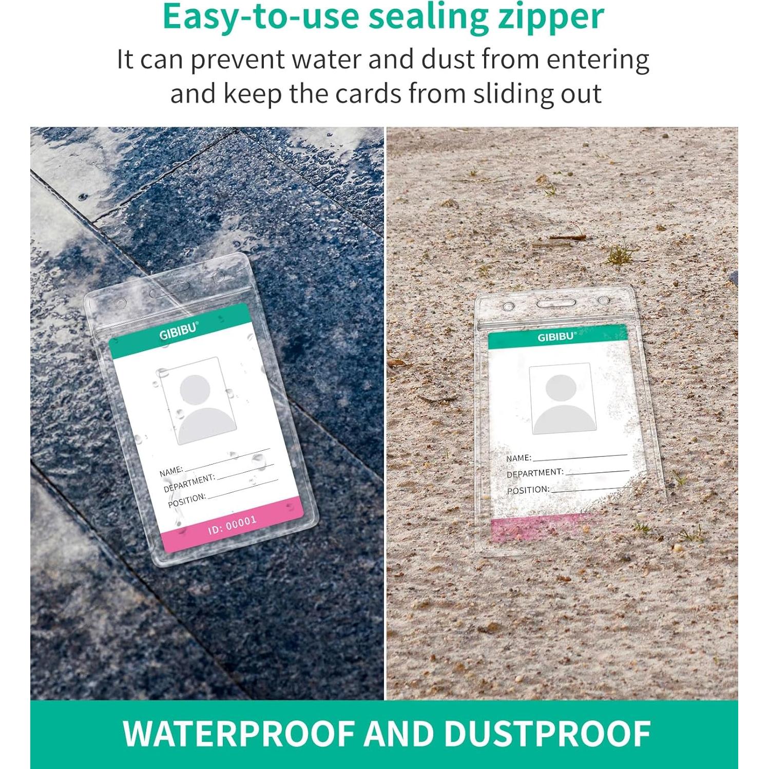 50 Fundas de Identificación Vertical GIBIBU con Cierre Impermeable