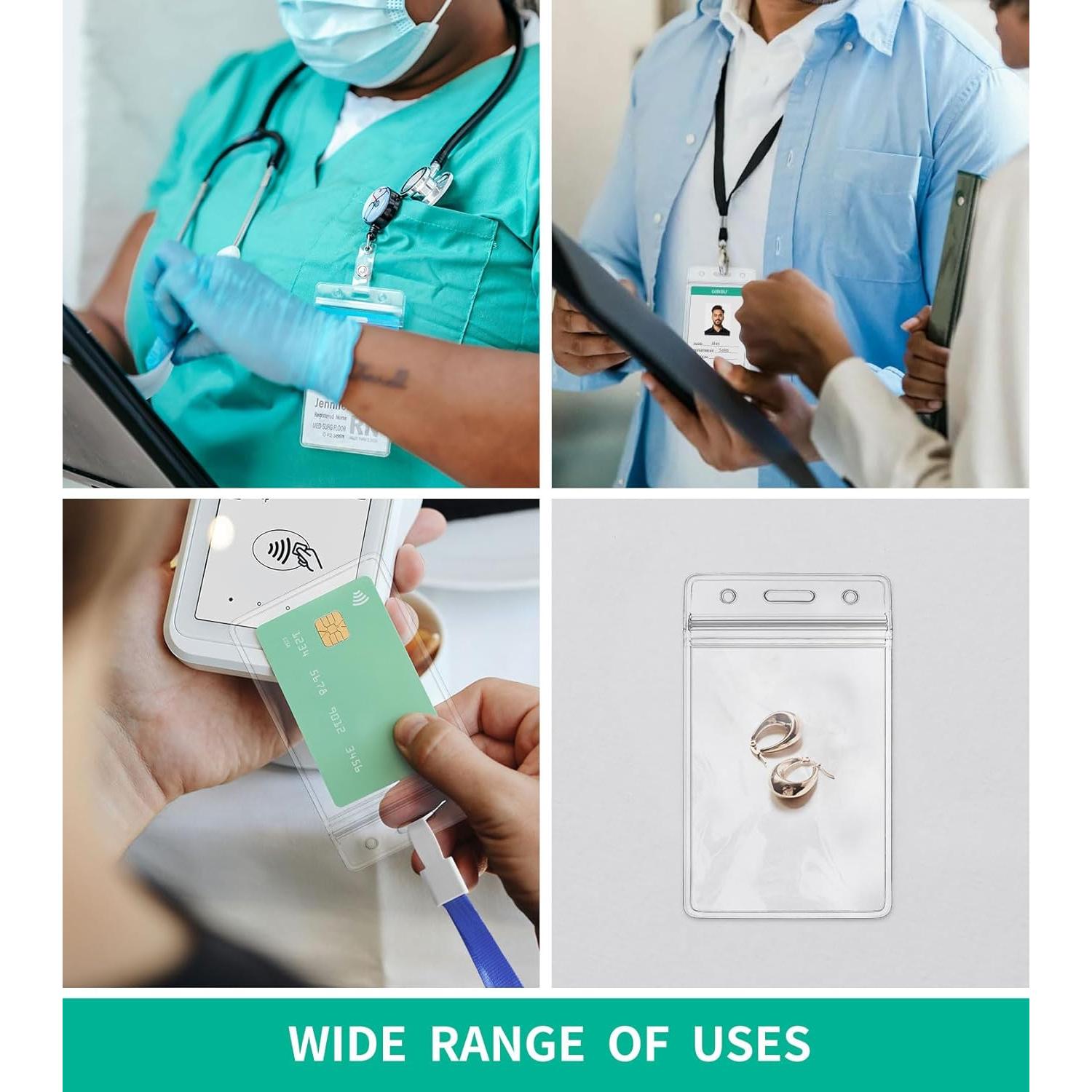 50 Fundas de Identificación Vertical GIBIBU con Cierre Impermeable