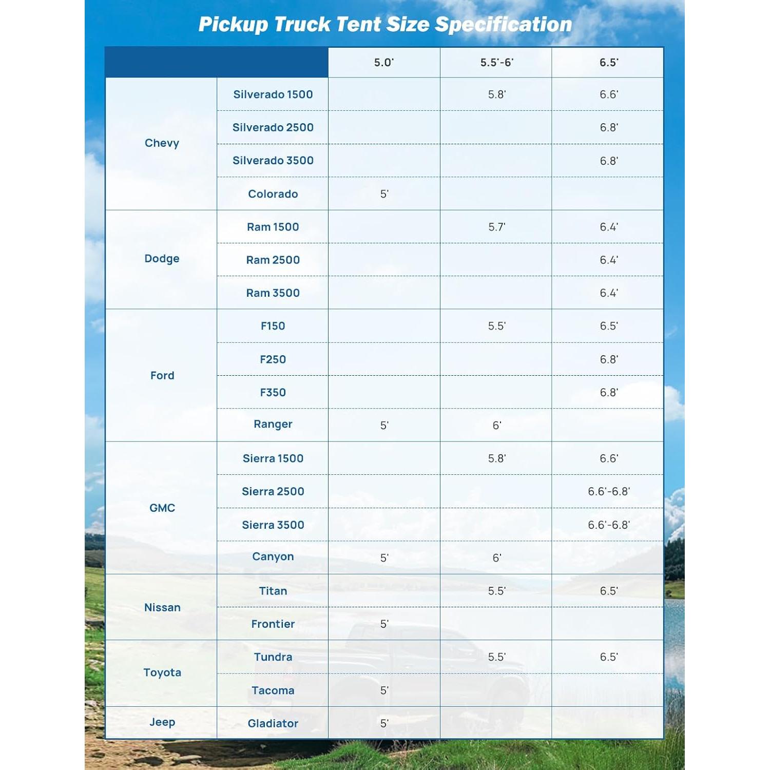 Tienda de Camioneta JOYTUTUS 6.5ft Impermeable para 2 Personas