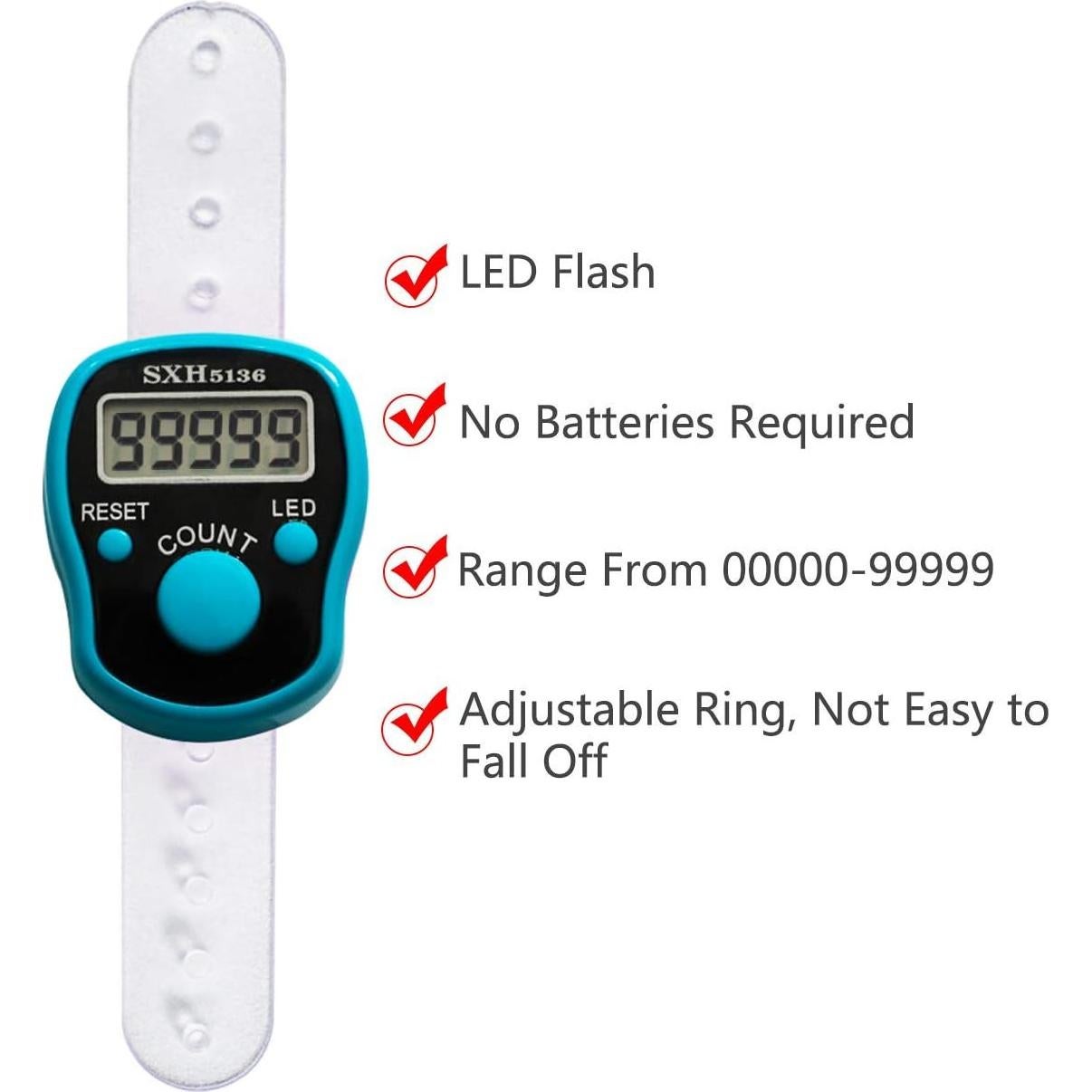 Contador Digital de Dedo ROYAL WIND - 5 Dígitos LED - 5PCS