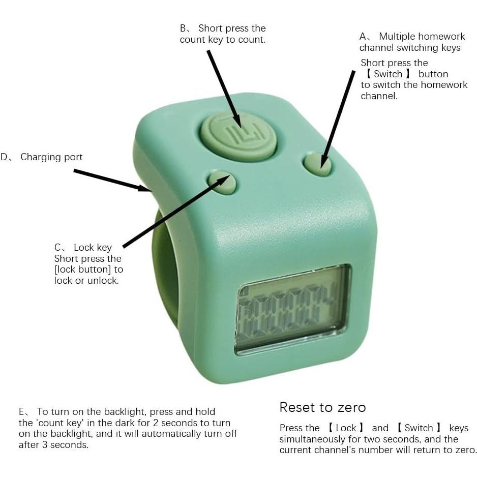 Contador de Tally Digital Impermeable Genérico 6 Dígitos Negro
