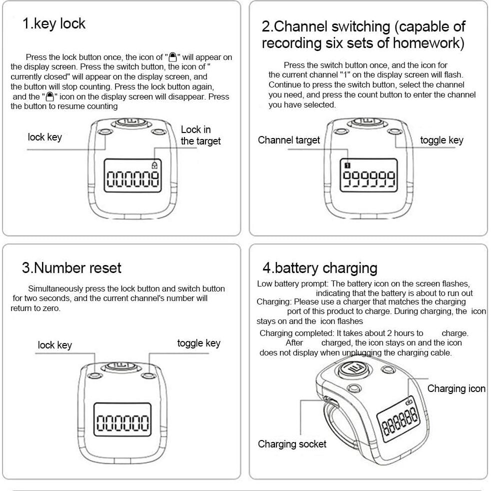 Contador de Tally Digital Impermeable Genérico 6 Dígitos Negro
