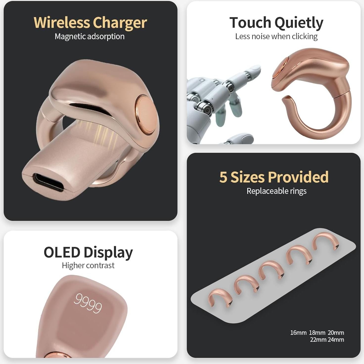 Anillo Inteligente Zikr Rosa - Contador de Tasbih y Alarmas