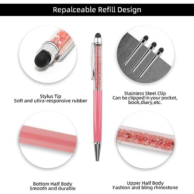 Bolígrafos Stylus YOUMI Rosa con Punta Táctil y Recargas 3Pcs