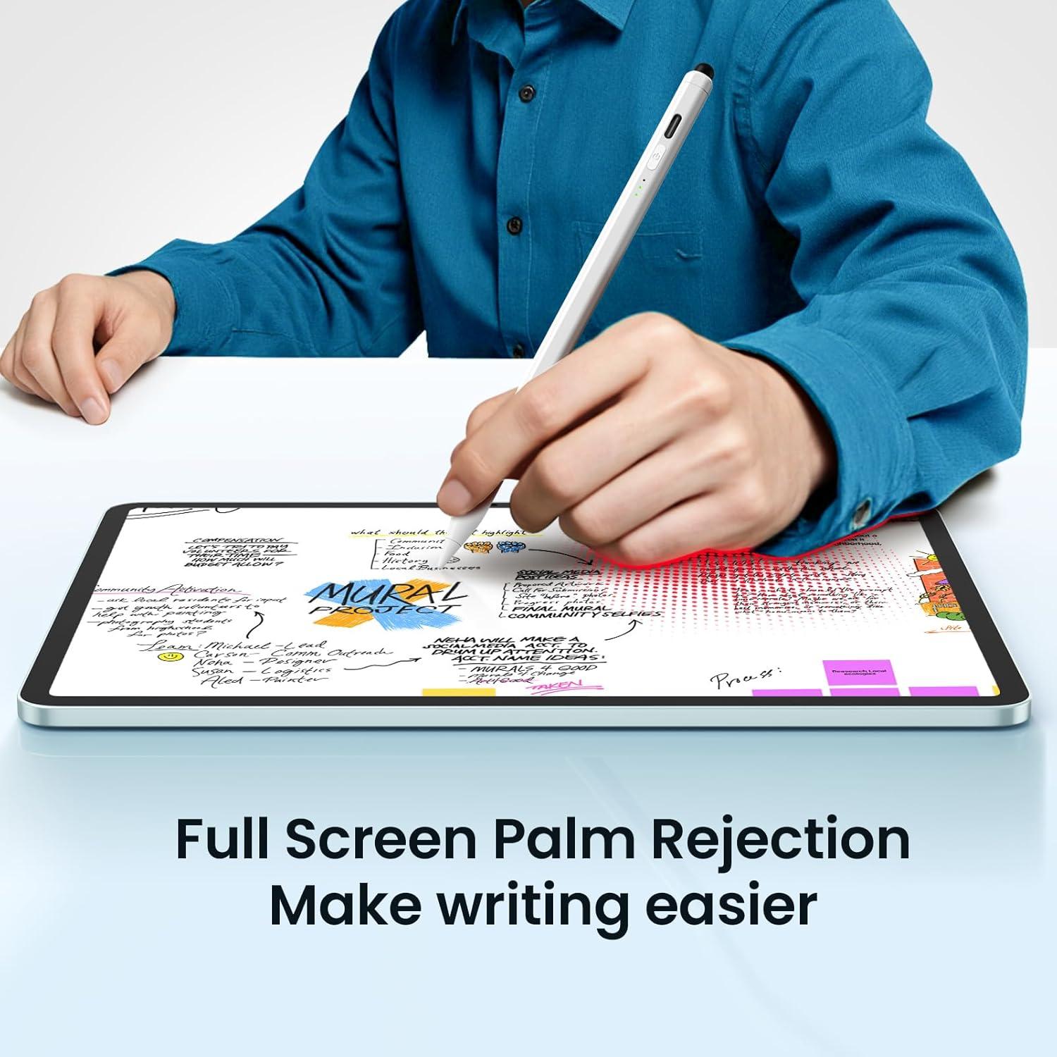 Bolígrafo Stylus Doble Hastraith para iPad Blanco, Carga Rápida