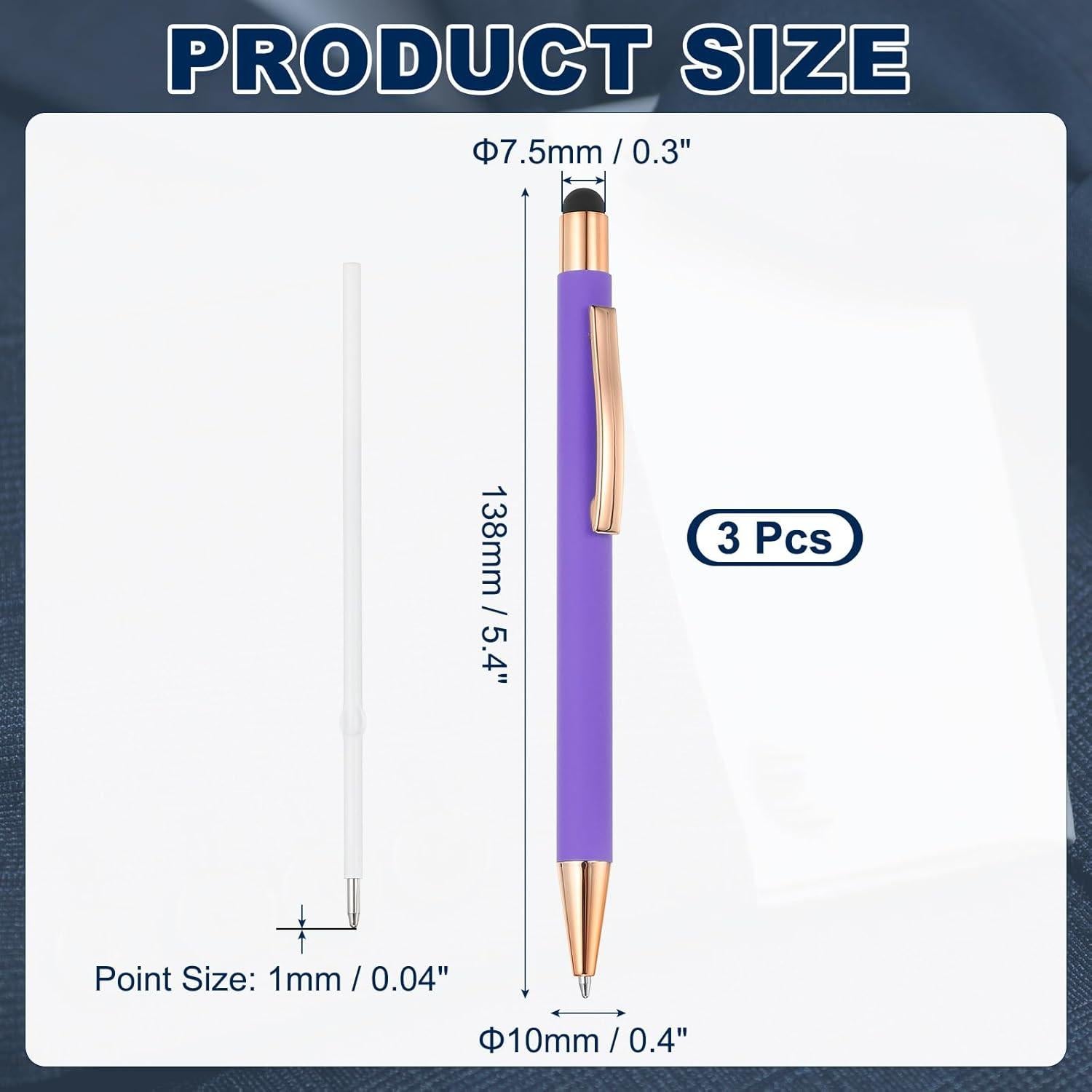 Bolígrafo Estilógrafo PATIKIL 3 Pcs Metal Tinta Negra 1mm