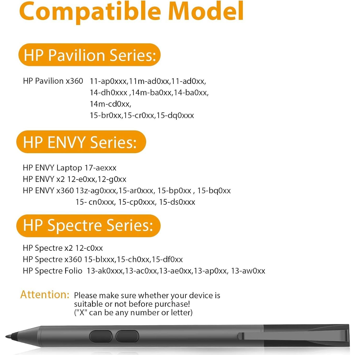 Lápiz óptico HP SPEN con 1024 niveles de presión y 2500h batería