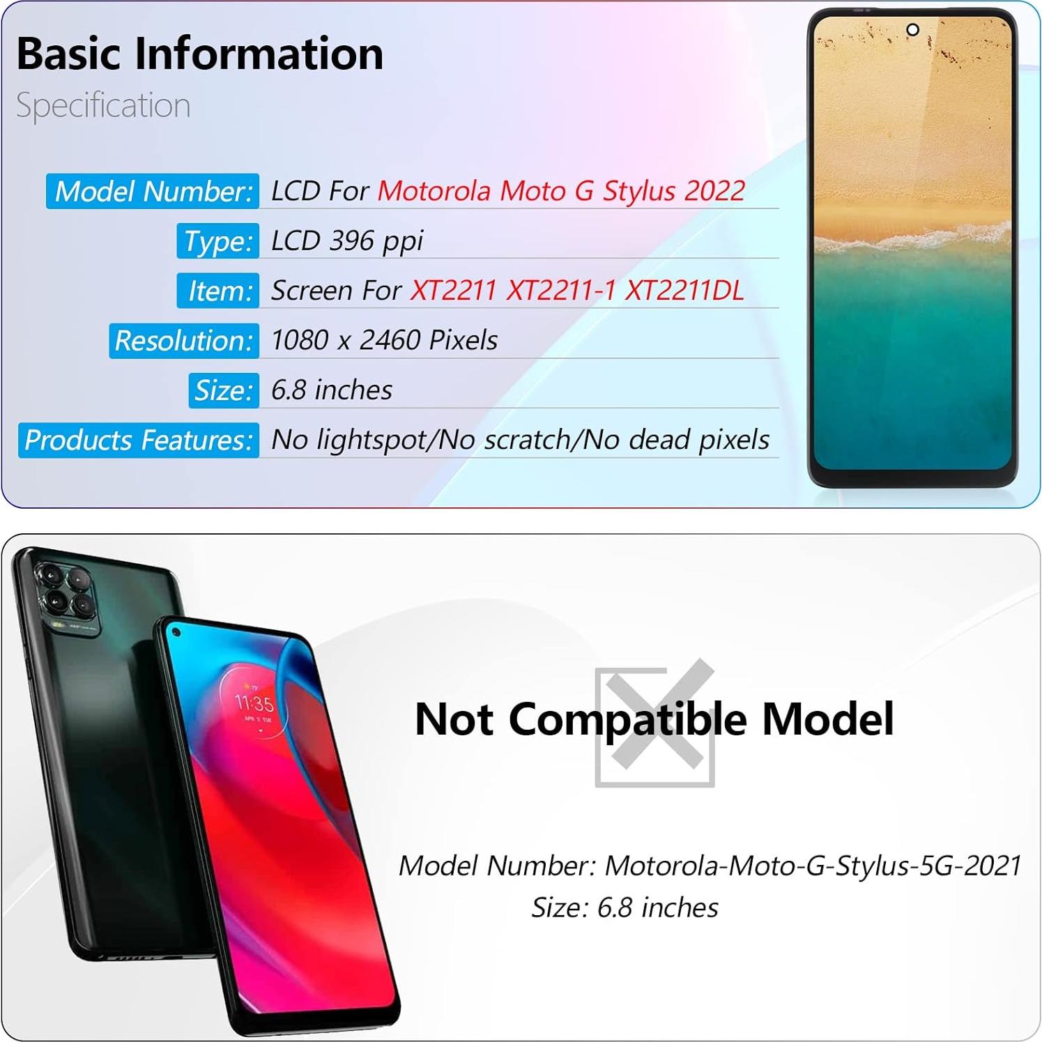 Reemplazo Pantalla LCD Motorola Moto G Stylus 2022 XT2211