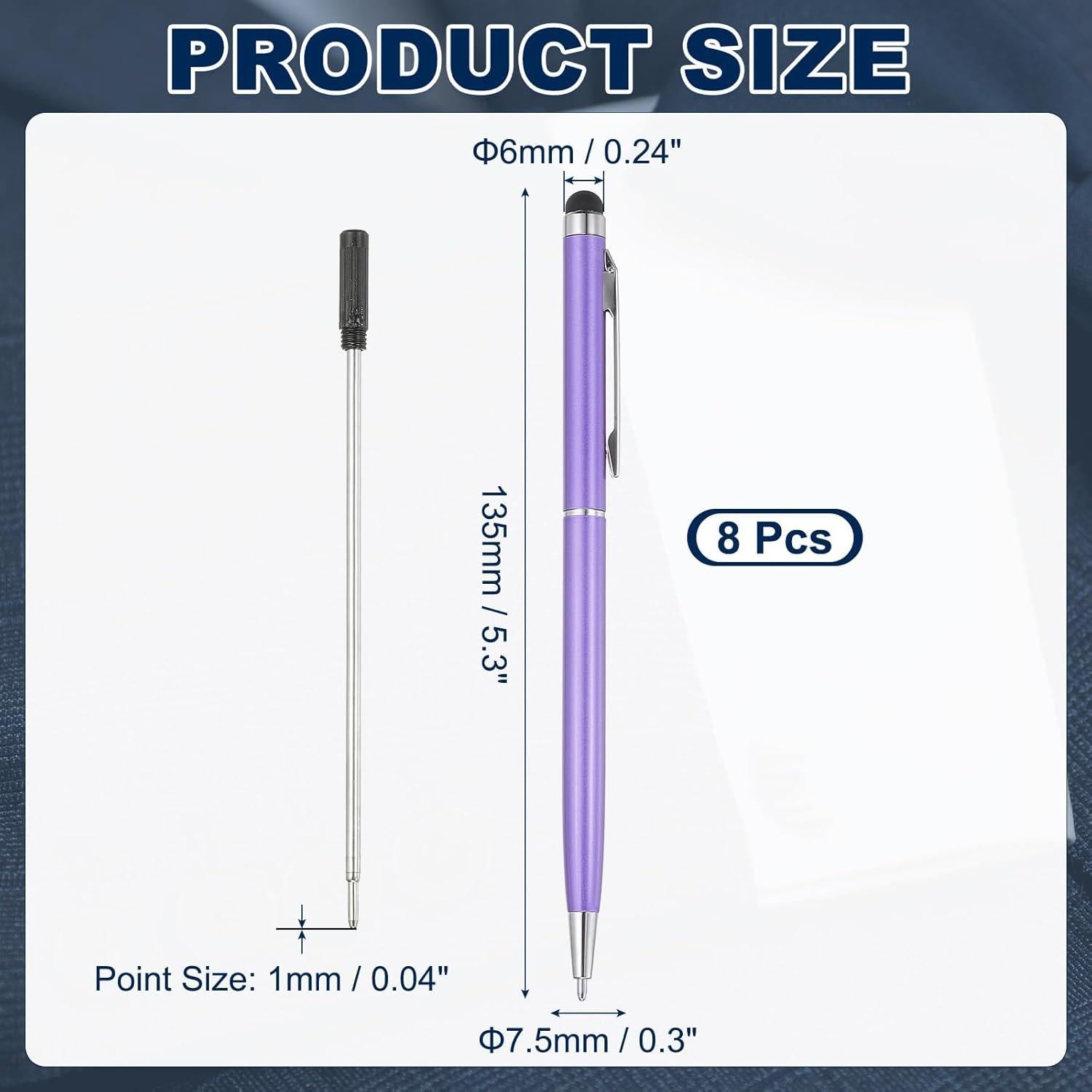 Bolígrafo Estilógrafo 2 en 1 PATIKIL 8 Pcs Tinta Negra 1mm