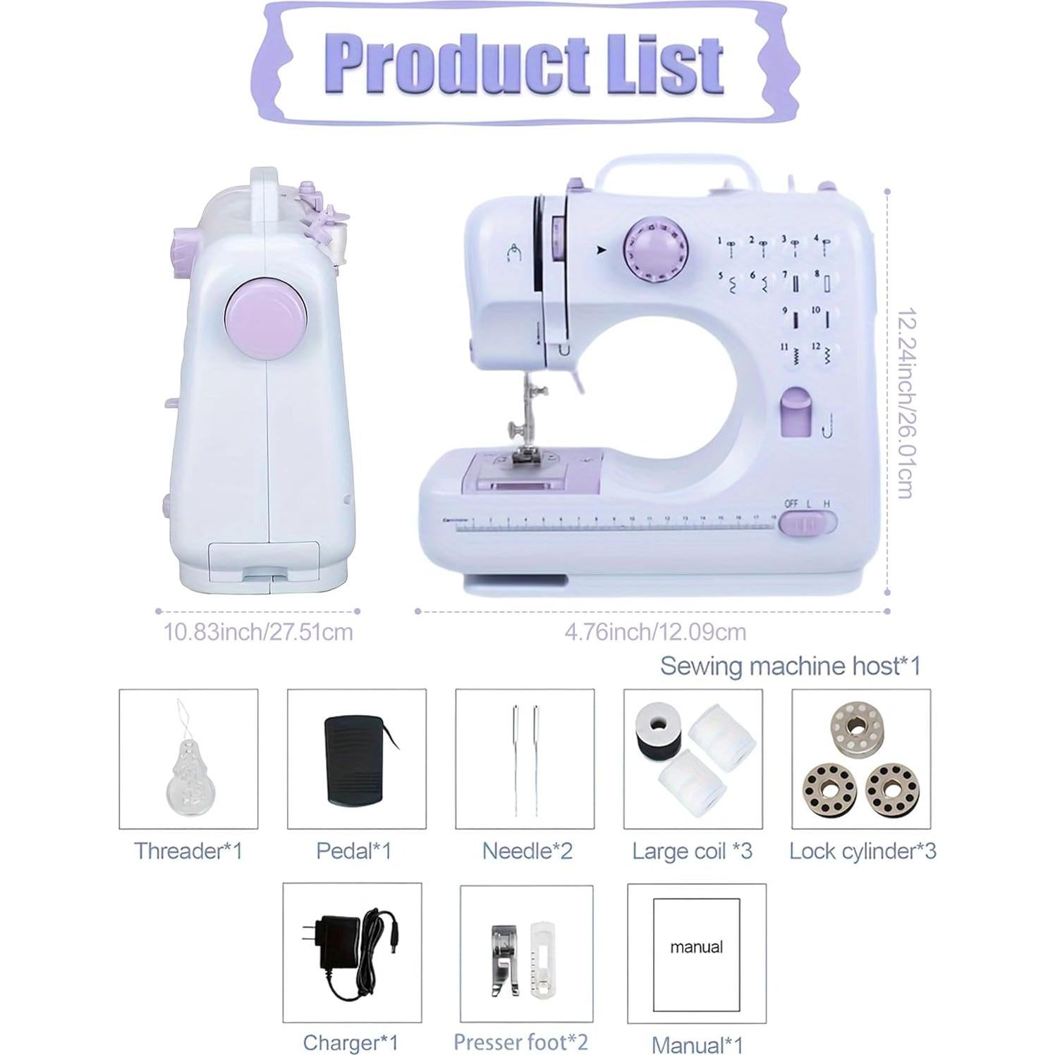 Máquina de Coser Eléctrica Portátil LoMoTive LMT-frj púrpura