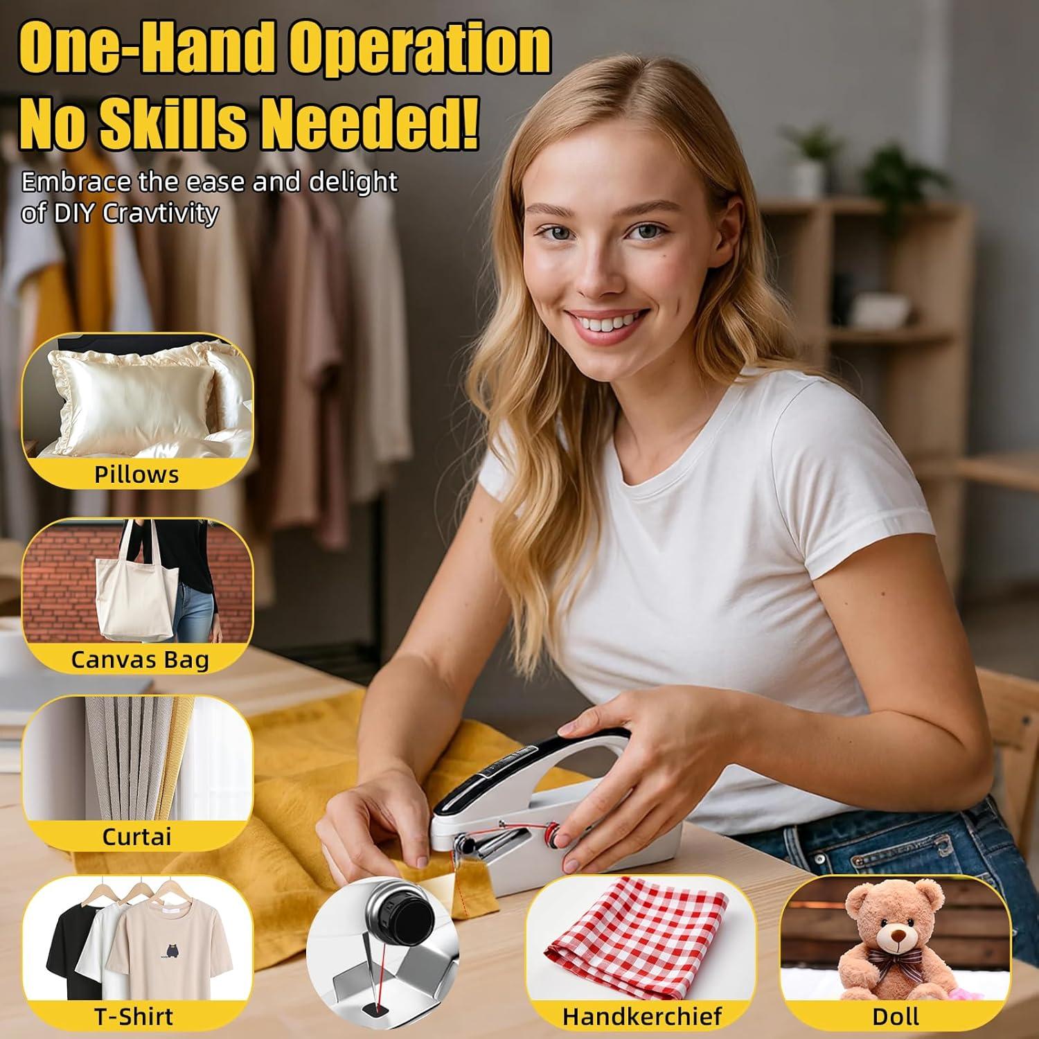 Máquina de Coser Portátil de Mano Mini 2 Velocidades Blanca