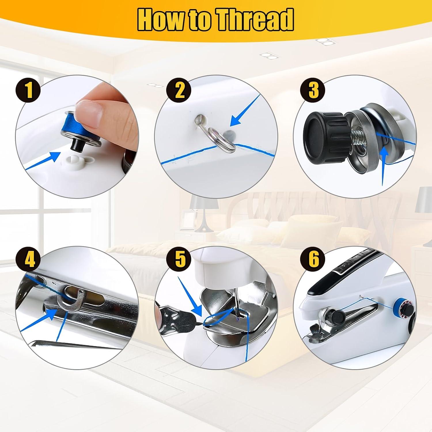 Máquina de Coser Portátil de Mano Mini 2 Velocidades Blanca