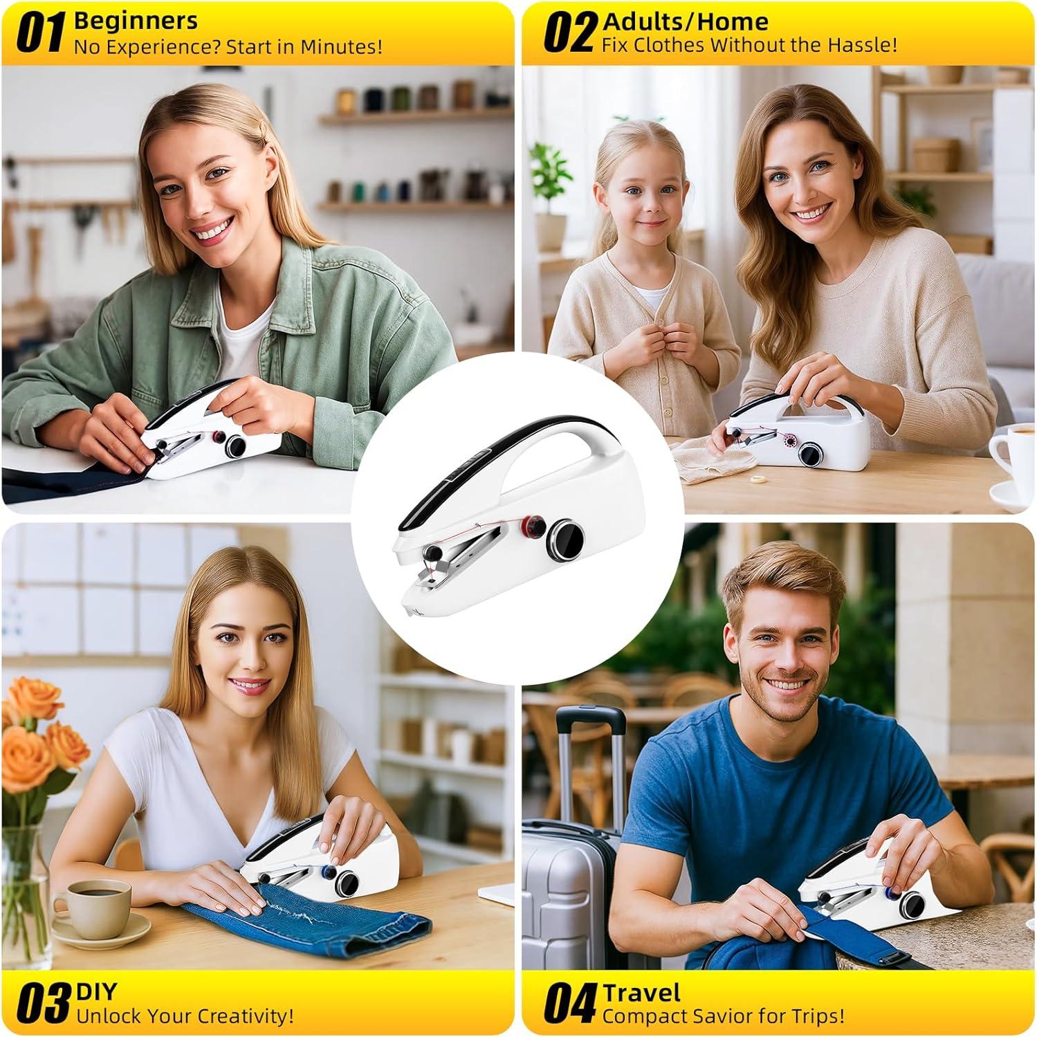 Máquina de Coser Portátil de Mano Mini 2 Velocidades Blanca