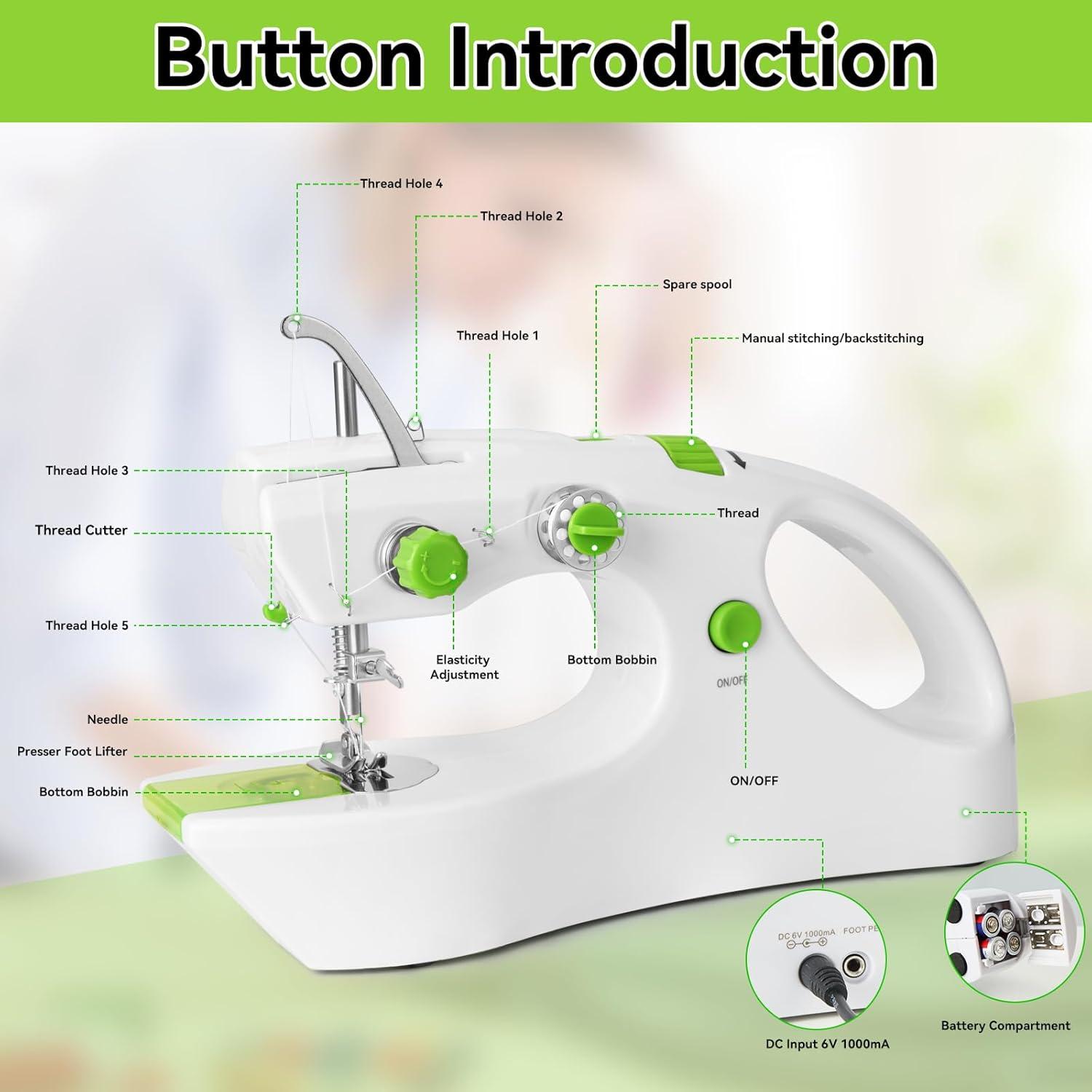 Máquina de Coser Portátil Eléctrica Mini FRJ-01 Doble Velocidad