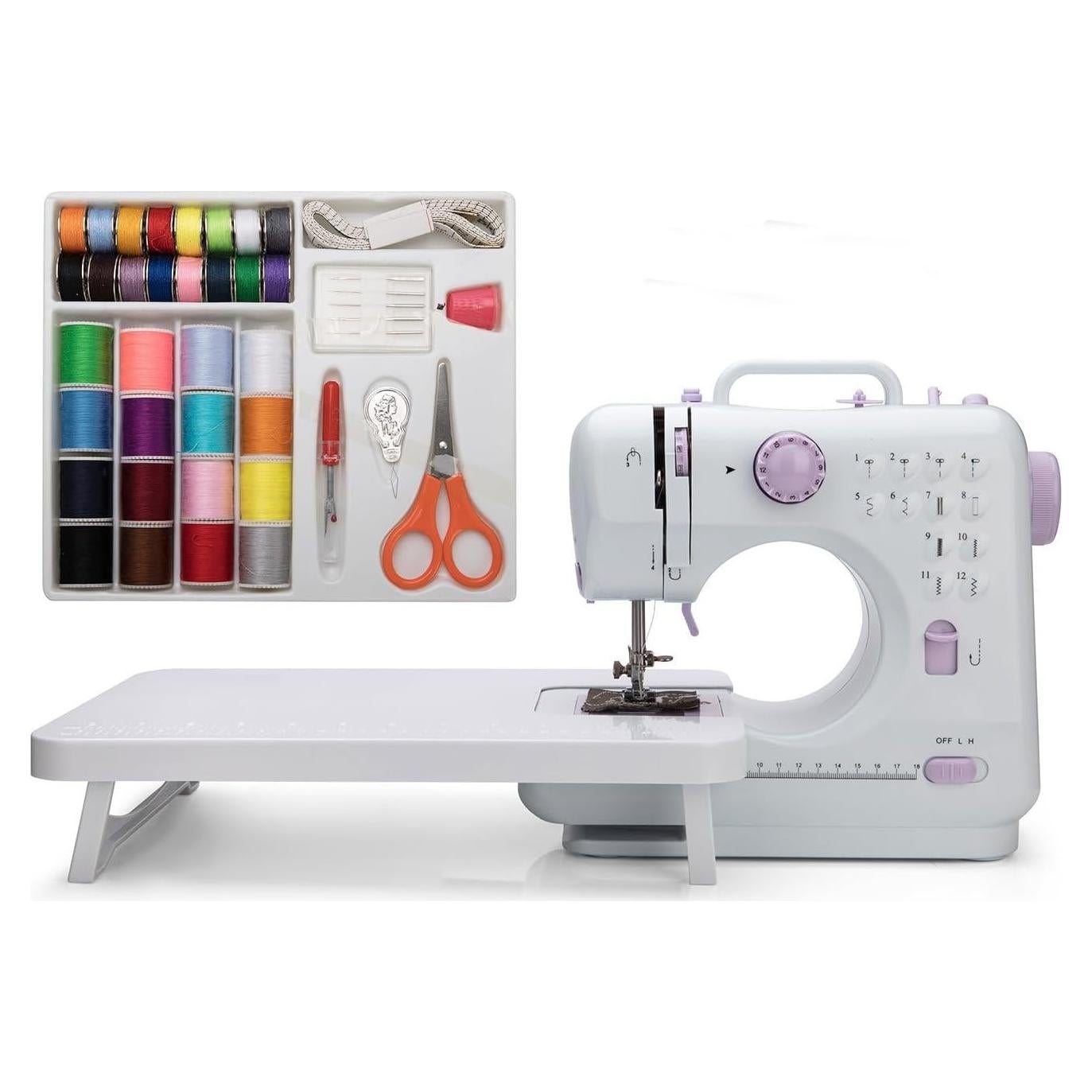 Mini máquina de coser Galadim GD-015-CY con mesa y 12 patrones