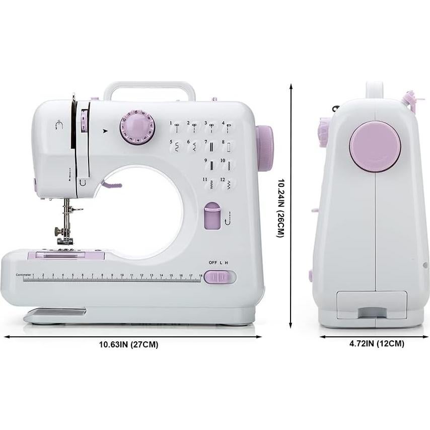 Mini máquina de coser Galadim GD-015-CY con mesa y 12 patrones