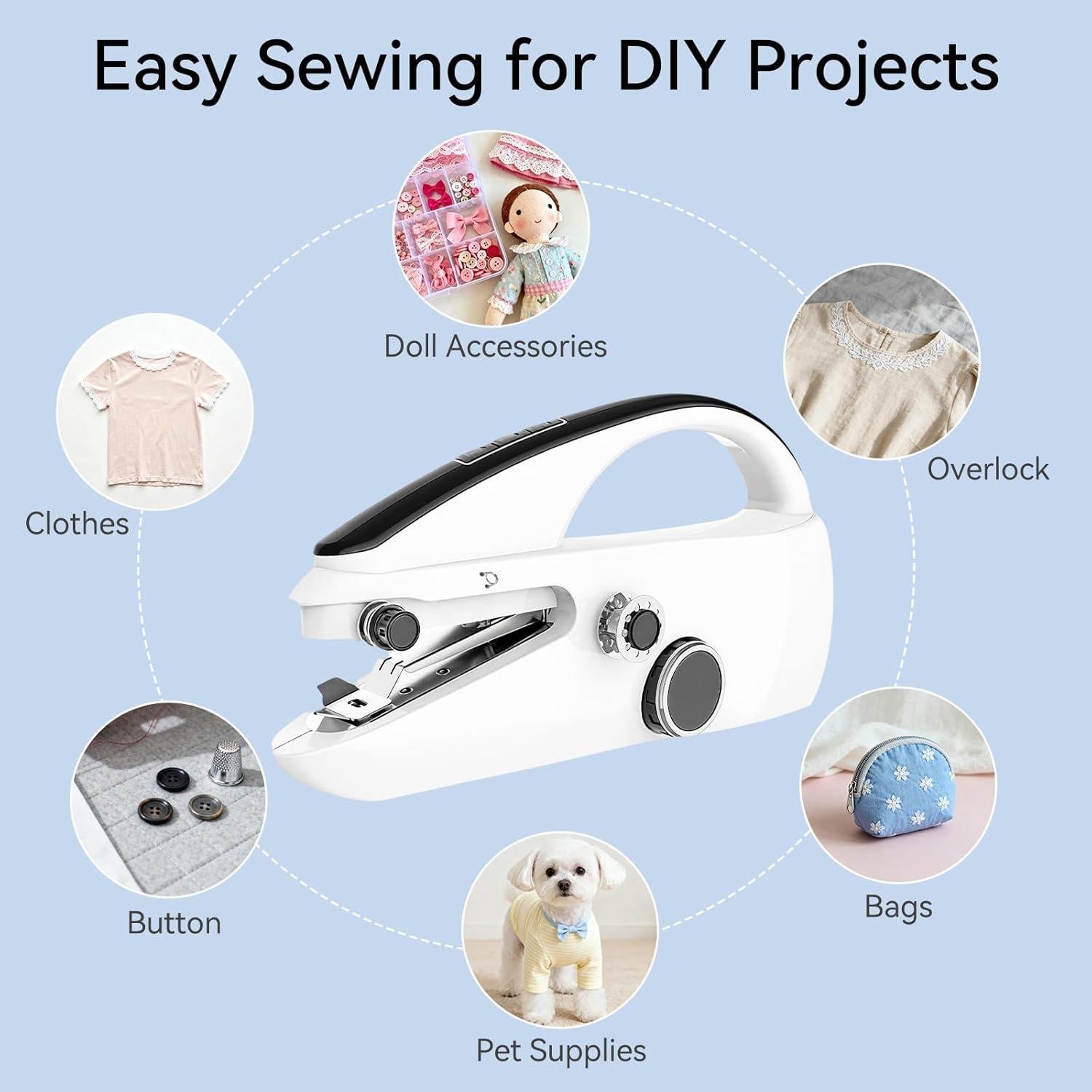 Máquina de Coser Portátil Ninonly Mini para Principiantes 22.6x5x13.6cm