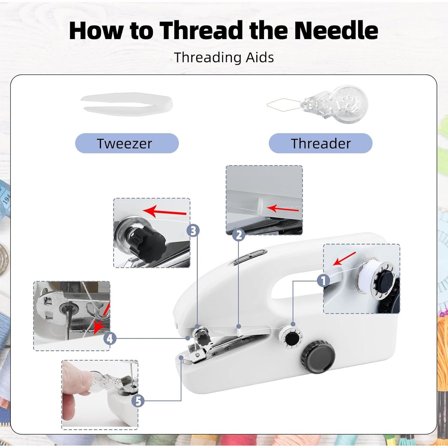 Máquina de Coser de Mano MEKOTRIN Mini 2 Velocidades USB