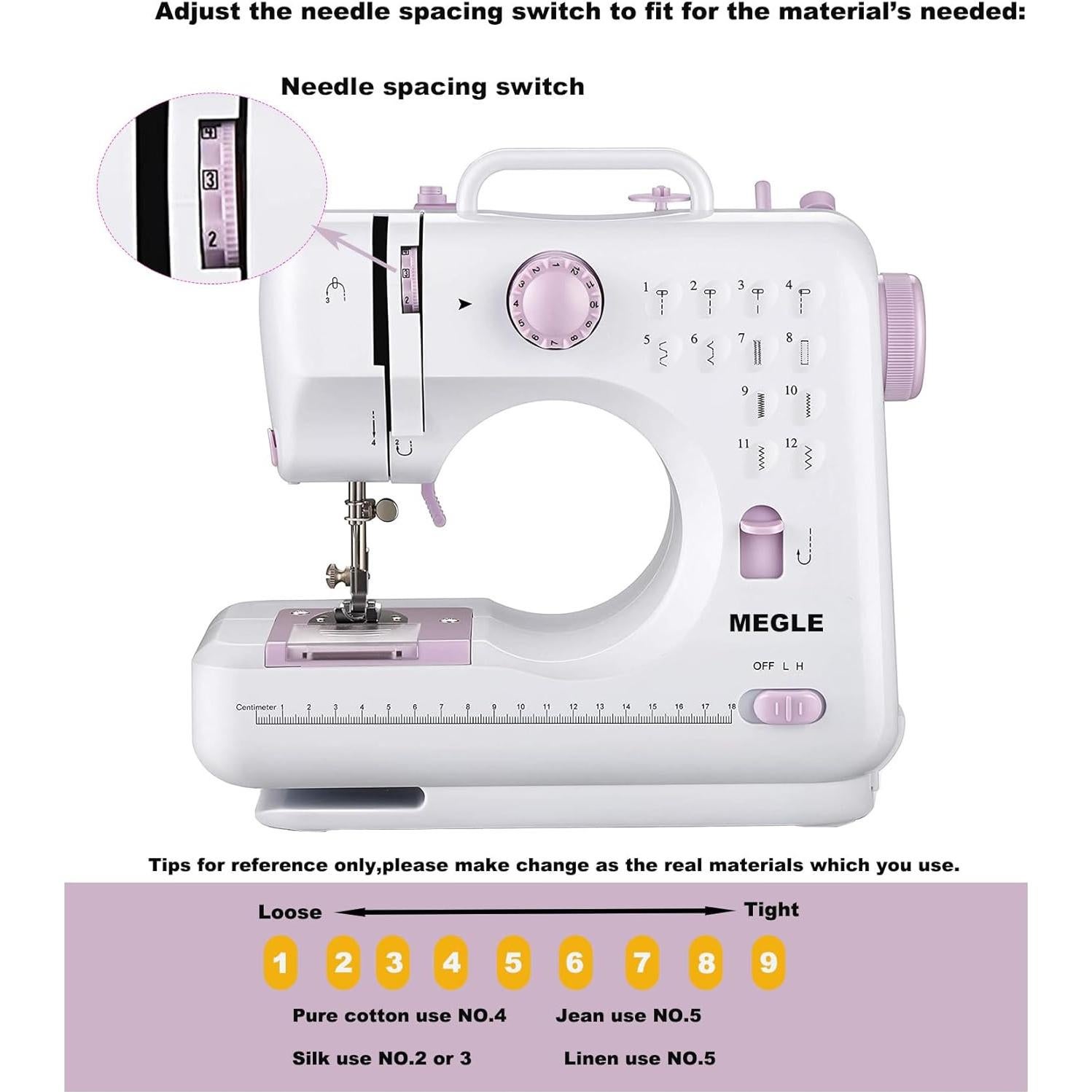 Máquina de Coser MEGLE FHSM-505 Multifuncional 12 Puntadas