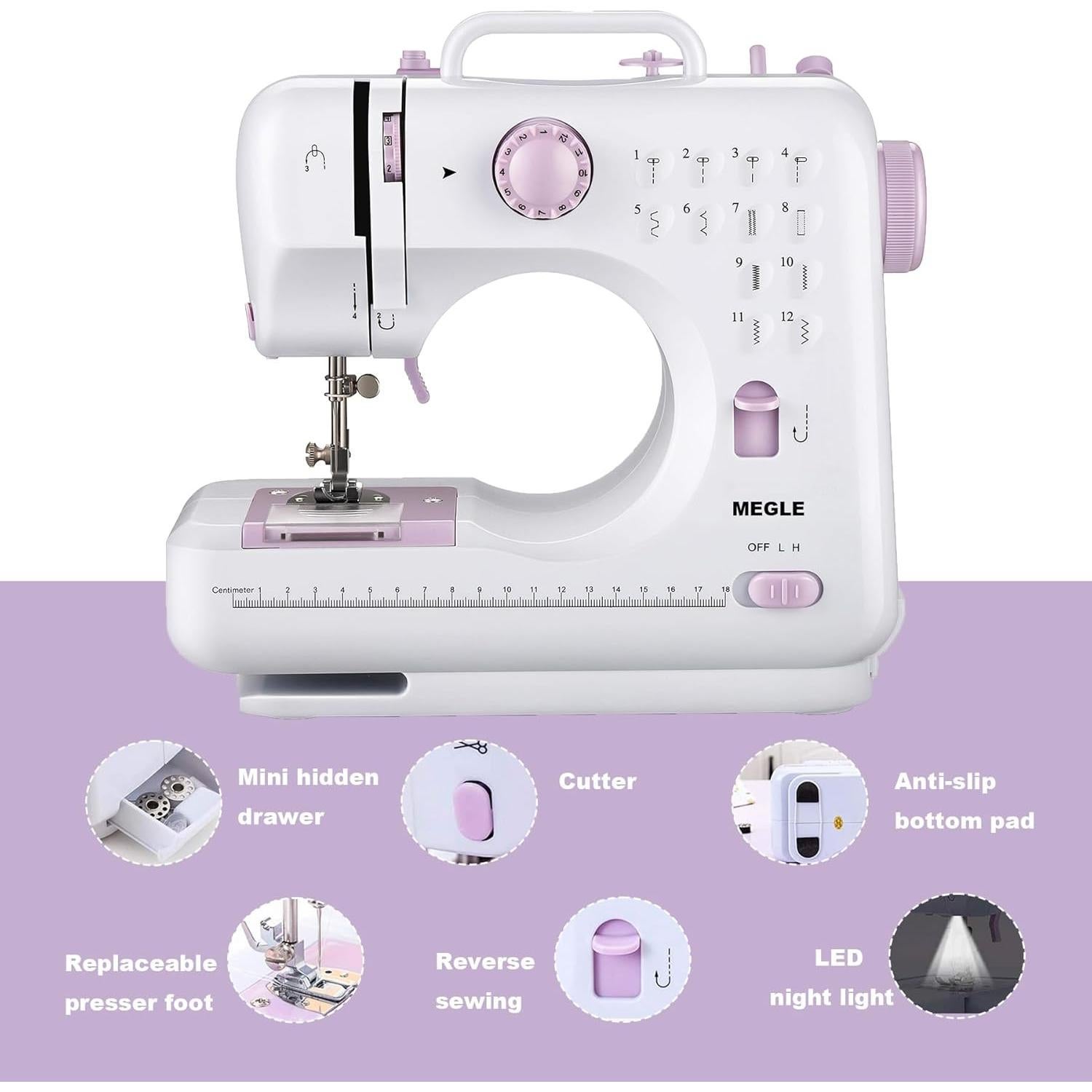 Máquina de Coser MEGLE FHSM-505 Multifuncional 12 Puntadas