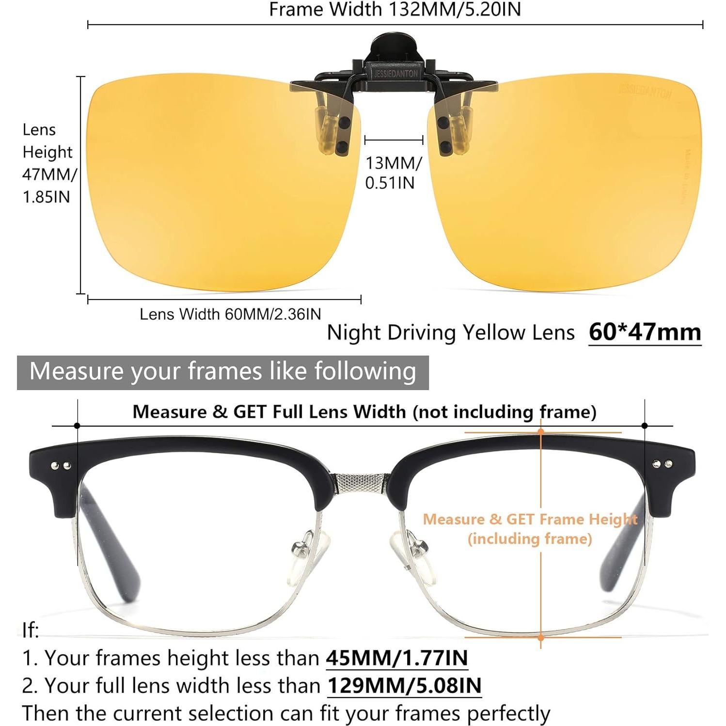 Gafas de sol clip-on polarizadas amarillas UV400