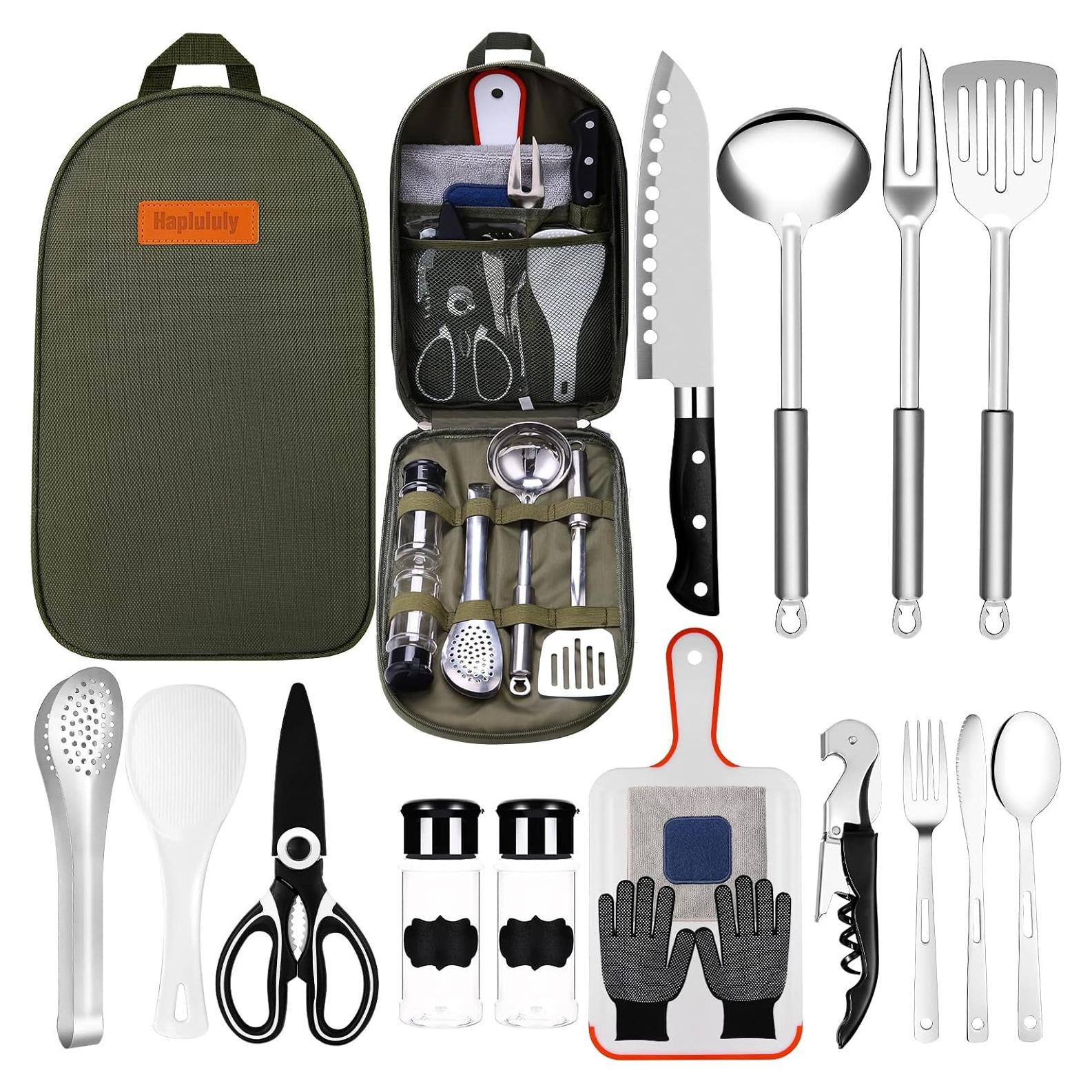 Kit de Camping Haplululy 16 Piezas Utensilios Cocina Verde