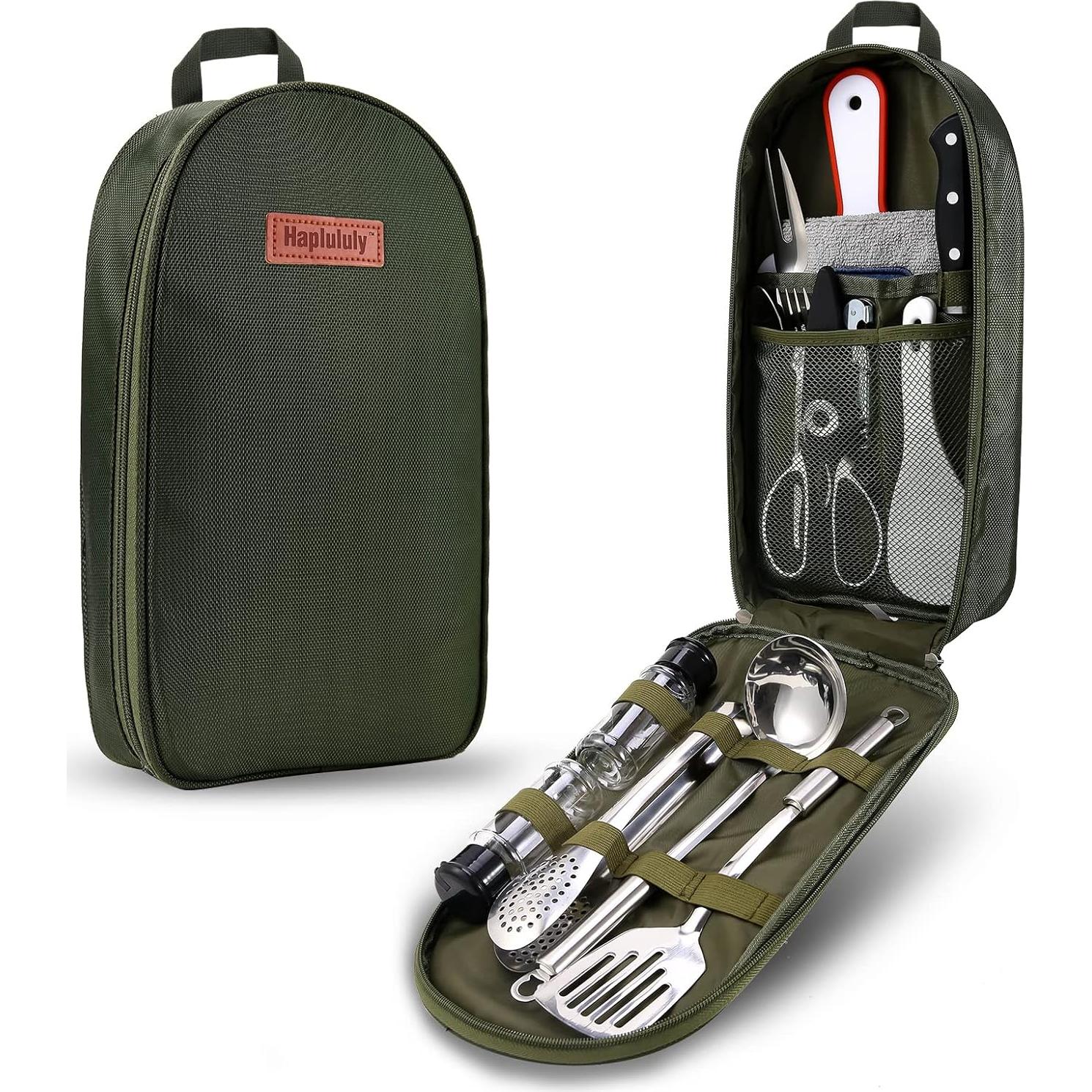 Kit de Camping Haplululy 16 Piezas Utensilios Cocina Verde