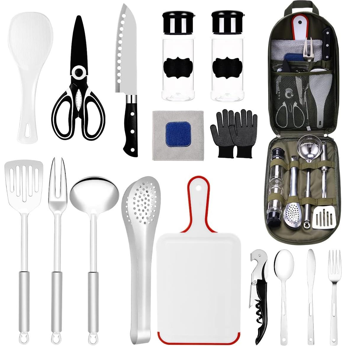 Kit de Camping Haplululy 16 Piezas Utensilios Cocina Verde