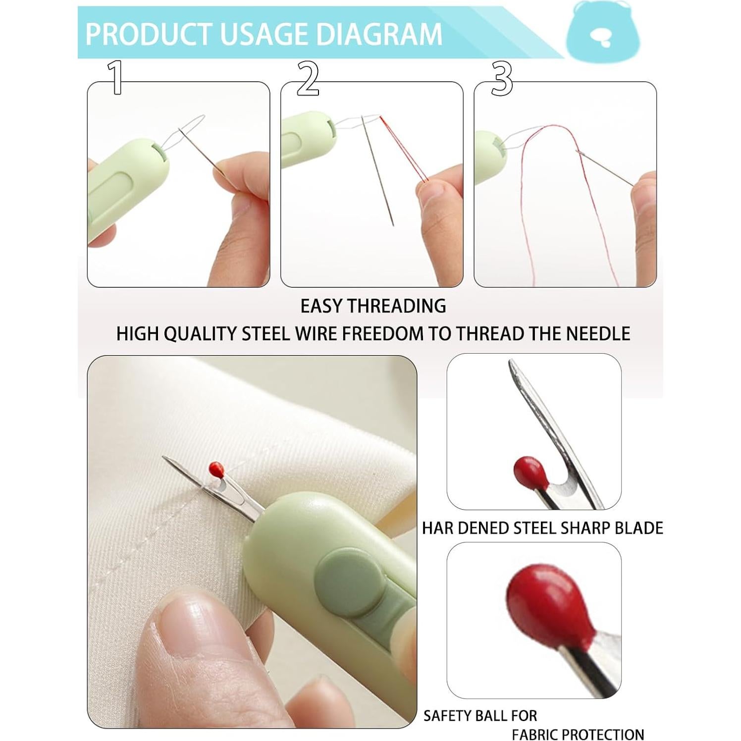 Enhebrador Automático 3 en 1 HDLYQL Marrón - Desgarrador de Costuras