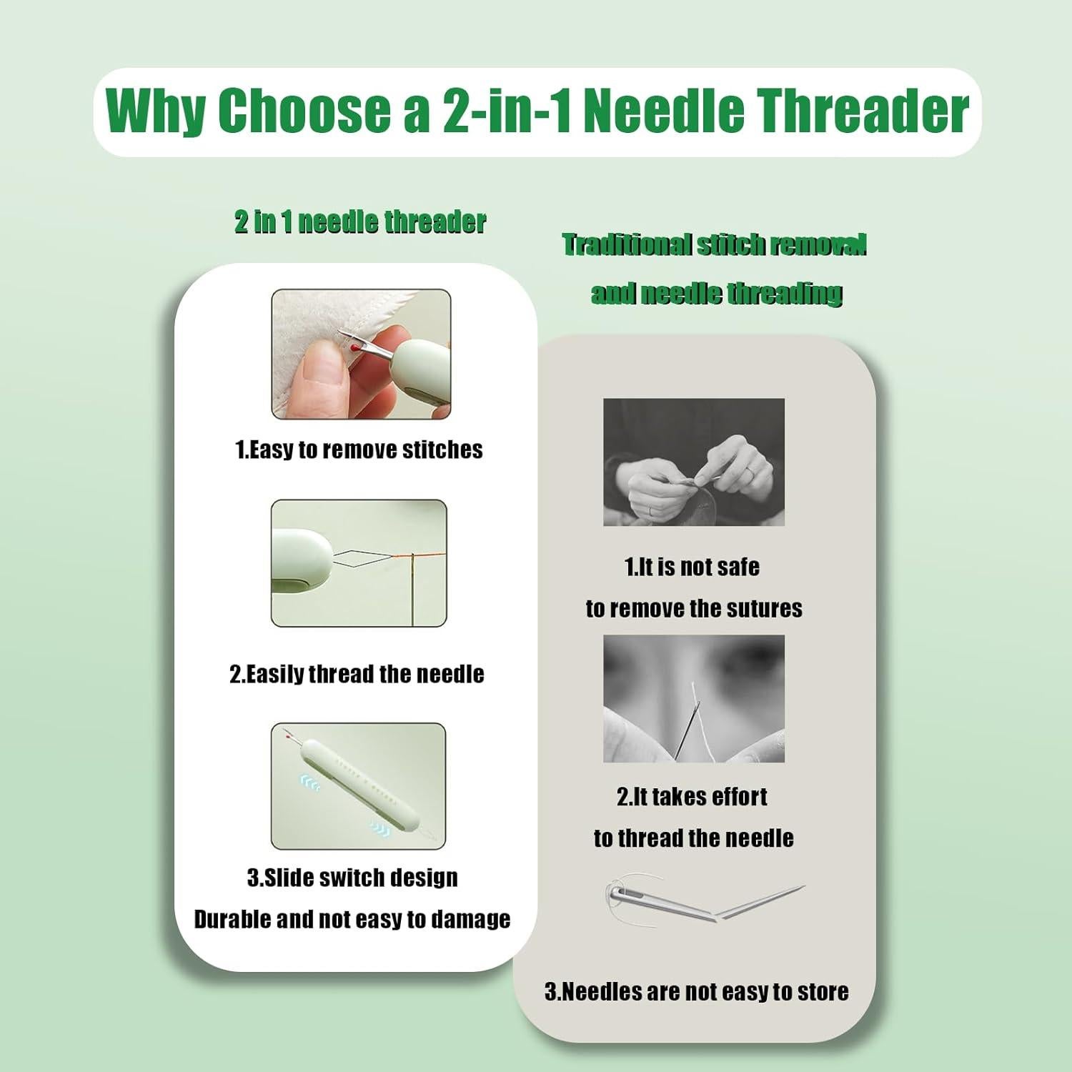 Enhebrador y Deshebrador 2 en 1 Mayfancy Verde - Herramienta de Costura