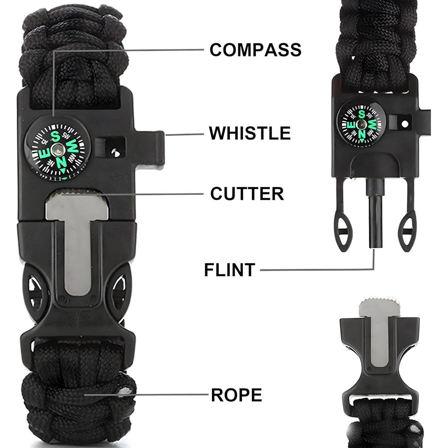 Conjunto de Pulseras de Supervivencia aiGear 3 Pack con Brújula y Silbato