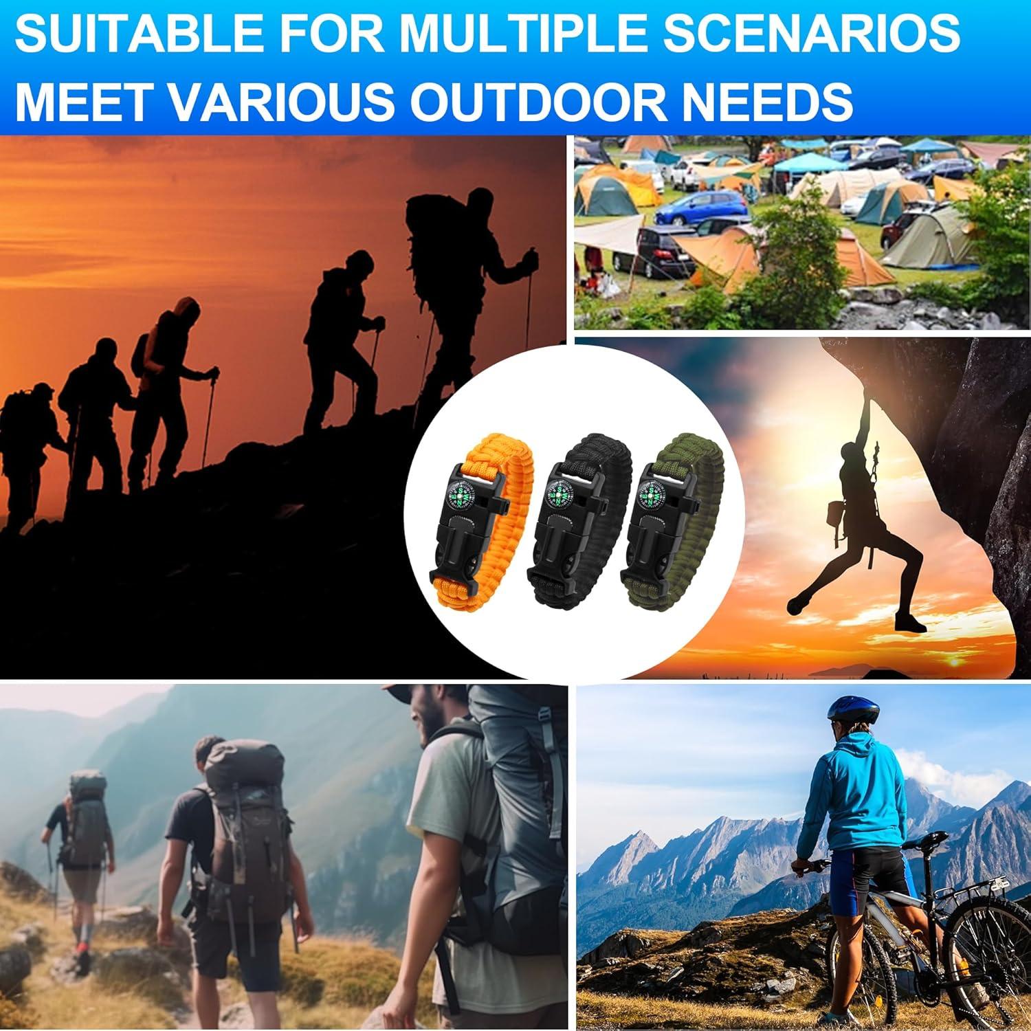 Conjunto de Pulseras de Supervivencia aiGear 3 Pack con Brújula y Silbato