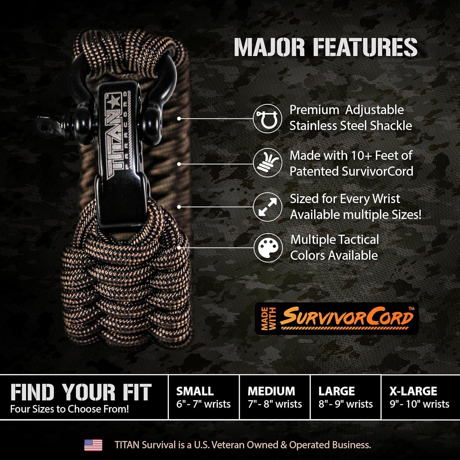 Pulsera de Supervivencia Titan Paracord X-LARGE 22.86-25.4cm