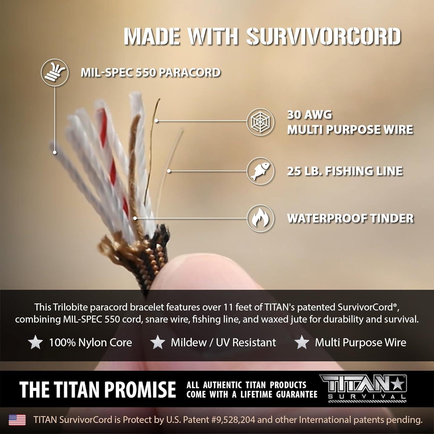 Pulsera de Supervivencia Titan Paracord X-LARGE 22.86-25.4cm